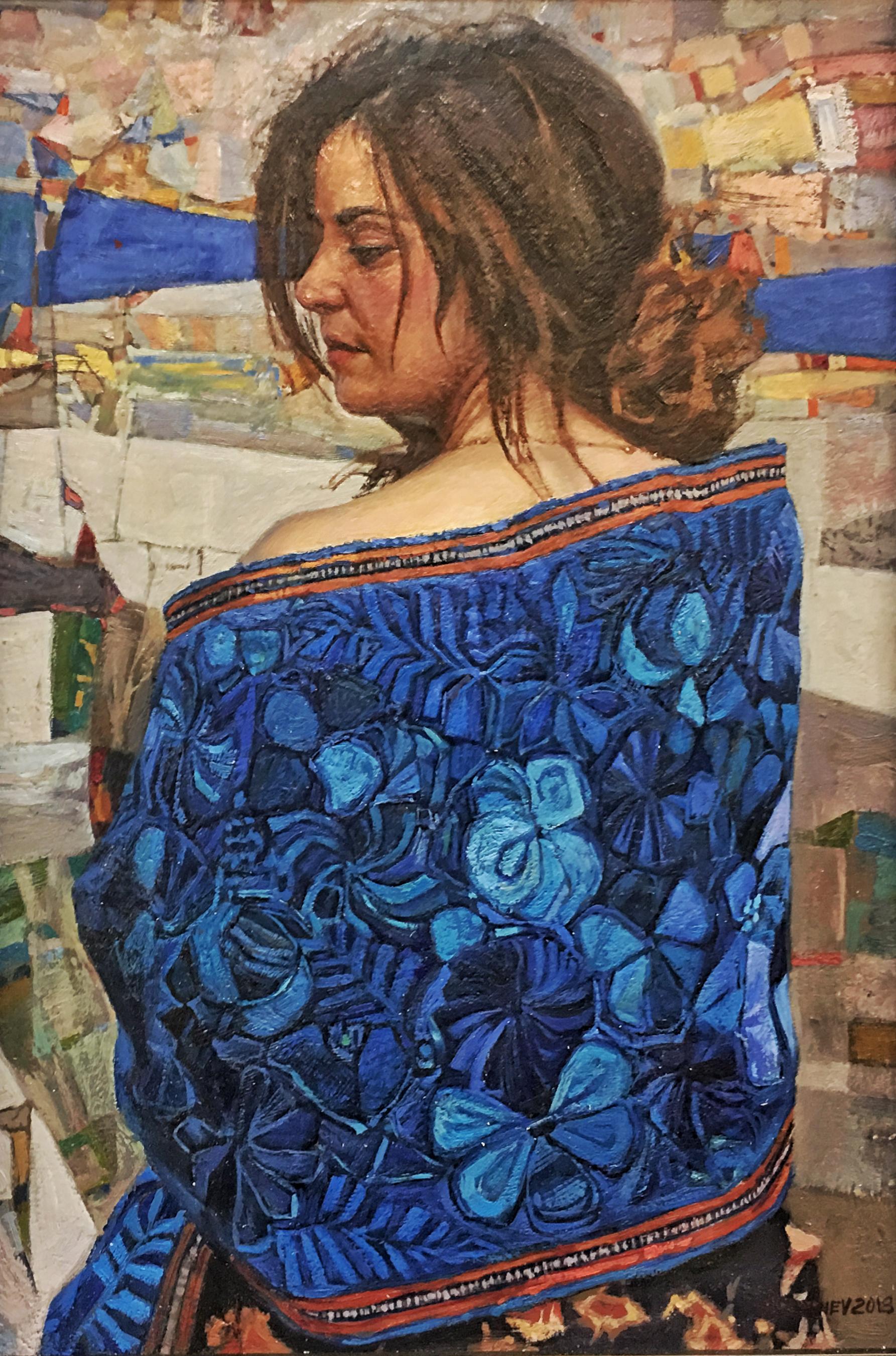 Лаура в синем. Original modern art painting