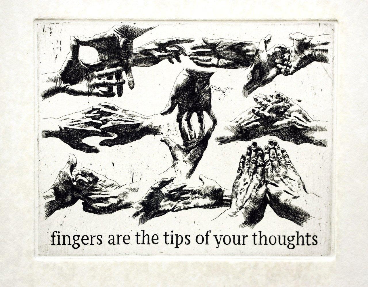 "Fingers are the tips of your thoughts". Original modern art painting