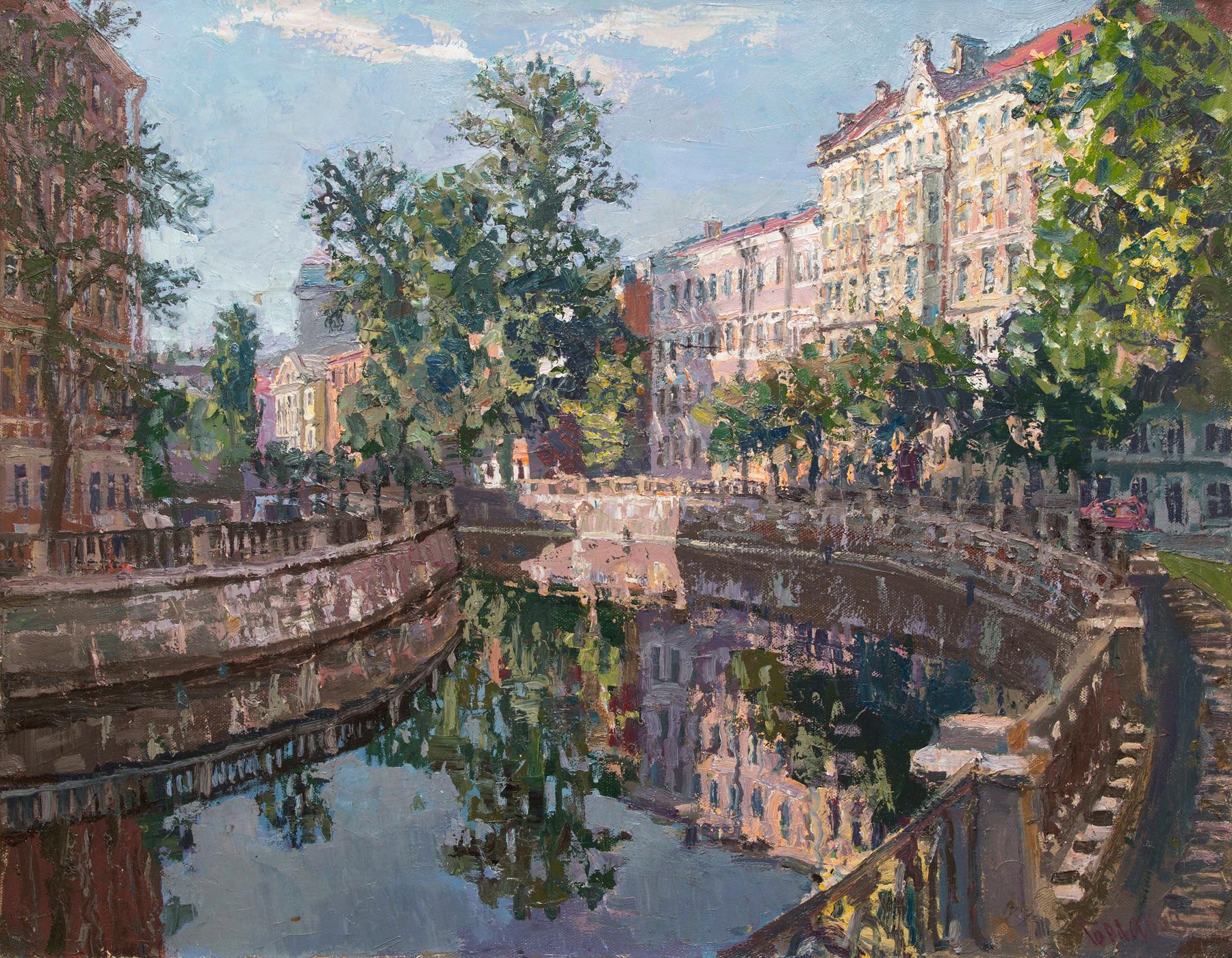 Griboedov canal turn. Original modern art painting