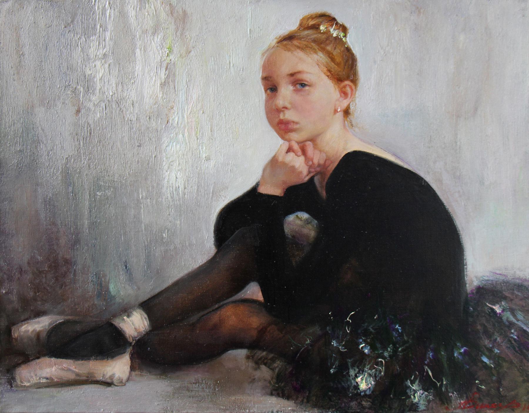Little ballerina. Original modern art painting
