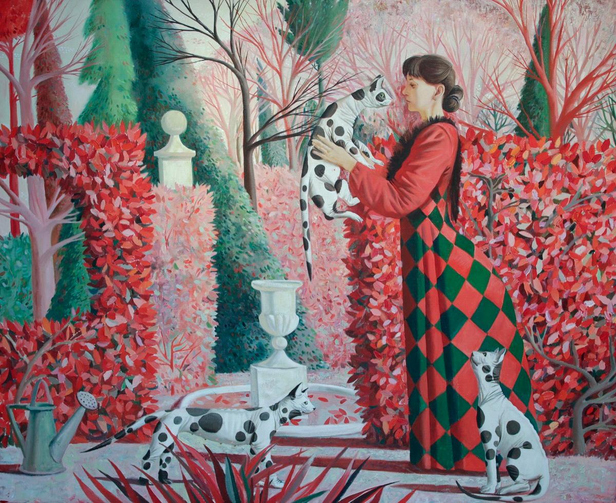 Red cats. Original modern art painting