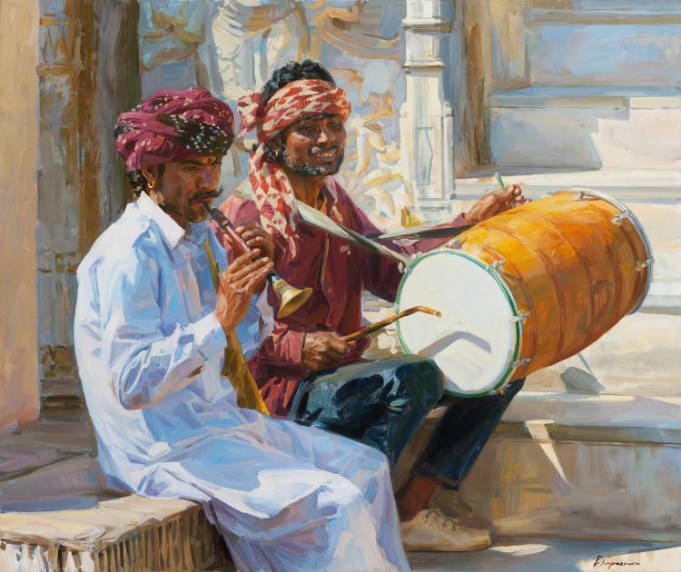 Music of Udaipur. Original modern art painting
