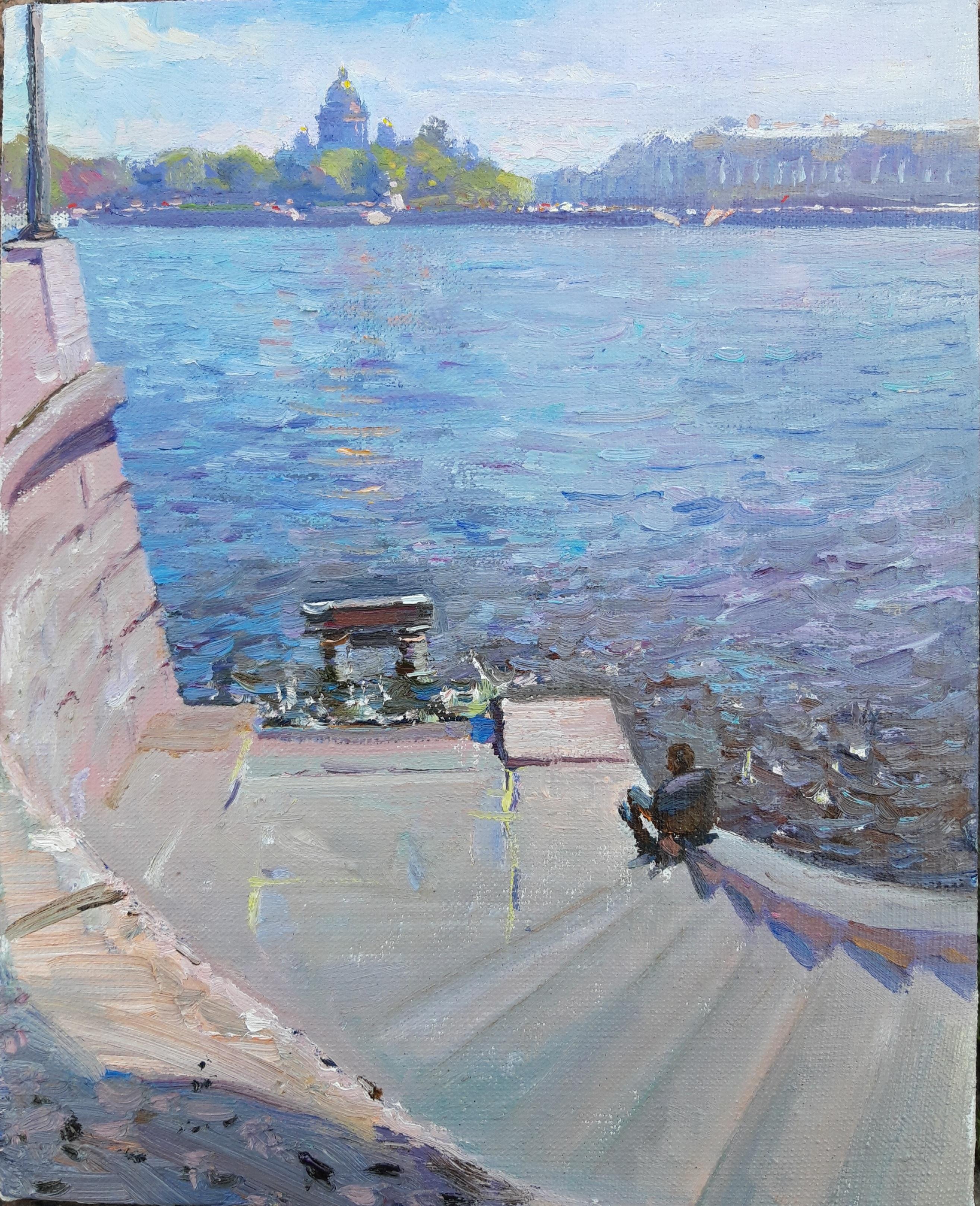 Universitetskaya embankment. Original modern art painting