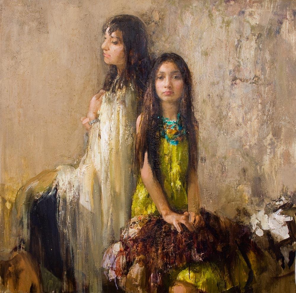 Патриция и Марго из племени Таос. Original modern art painting
