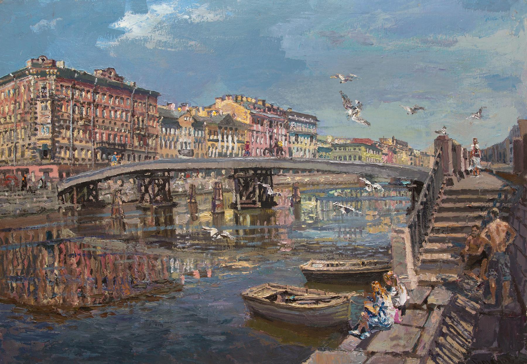 Gorstkin bridge. Original modern art painting