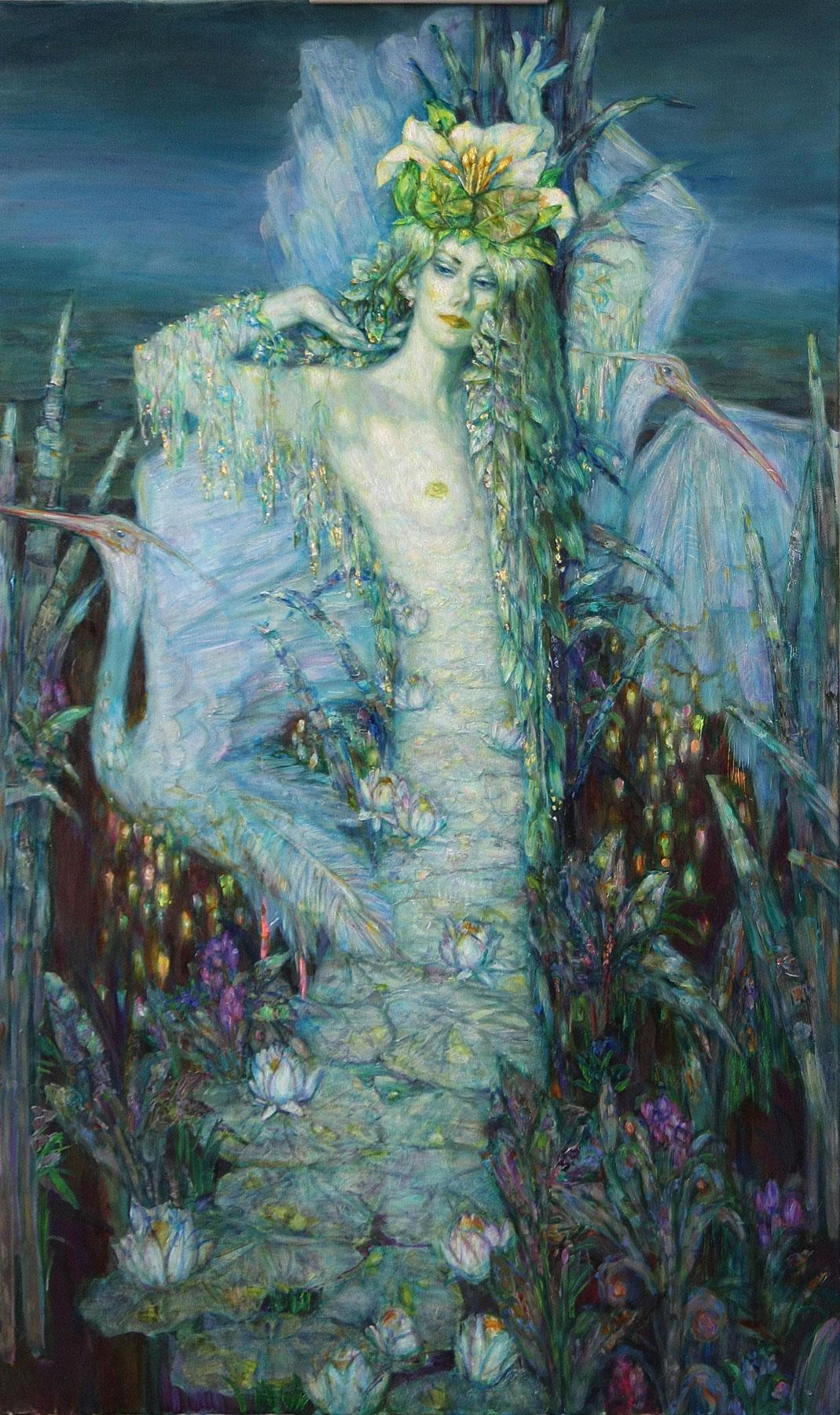 Water lily. Original modern art painting