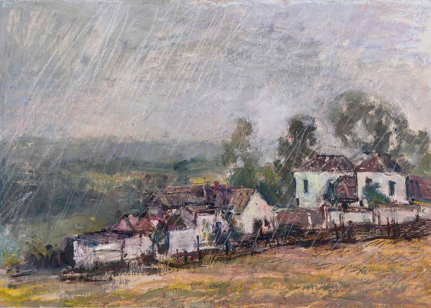 Serbia. Farm. rain, 2011. Original modern art painting