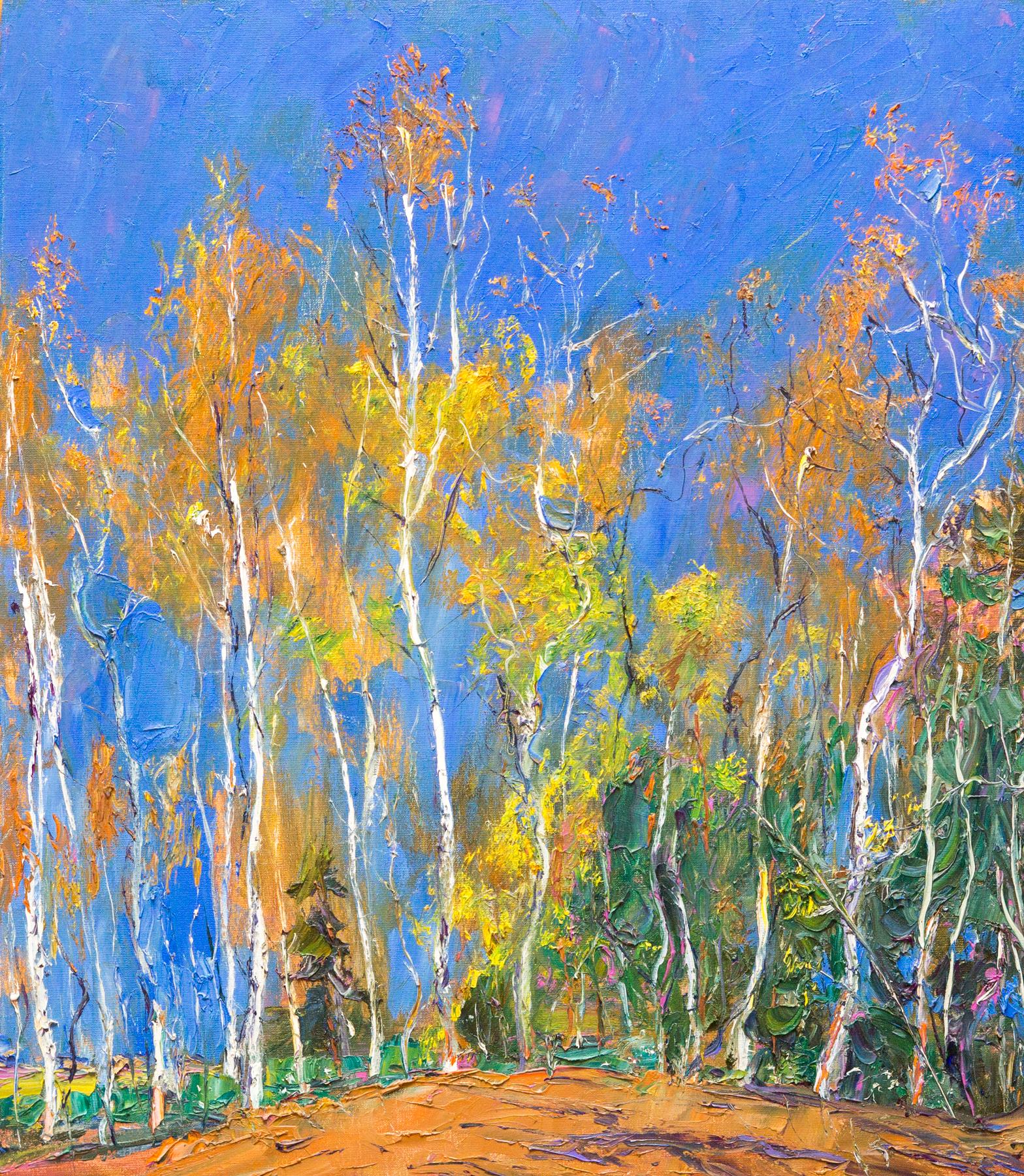 Spring birches. Original modern art painting