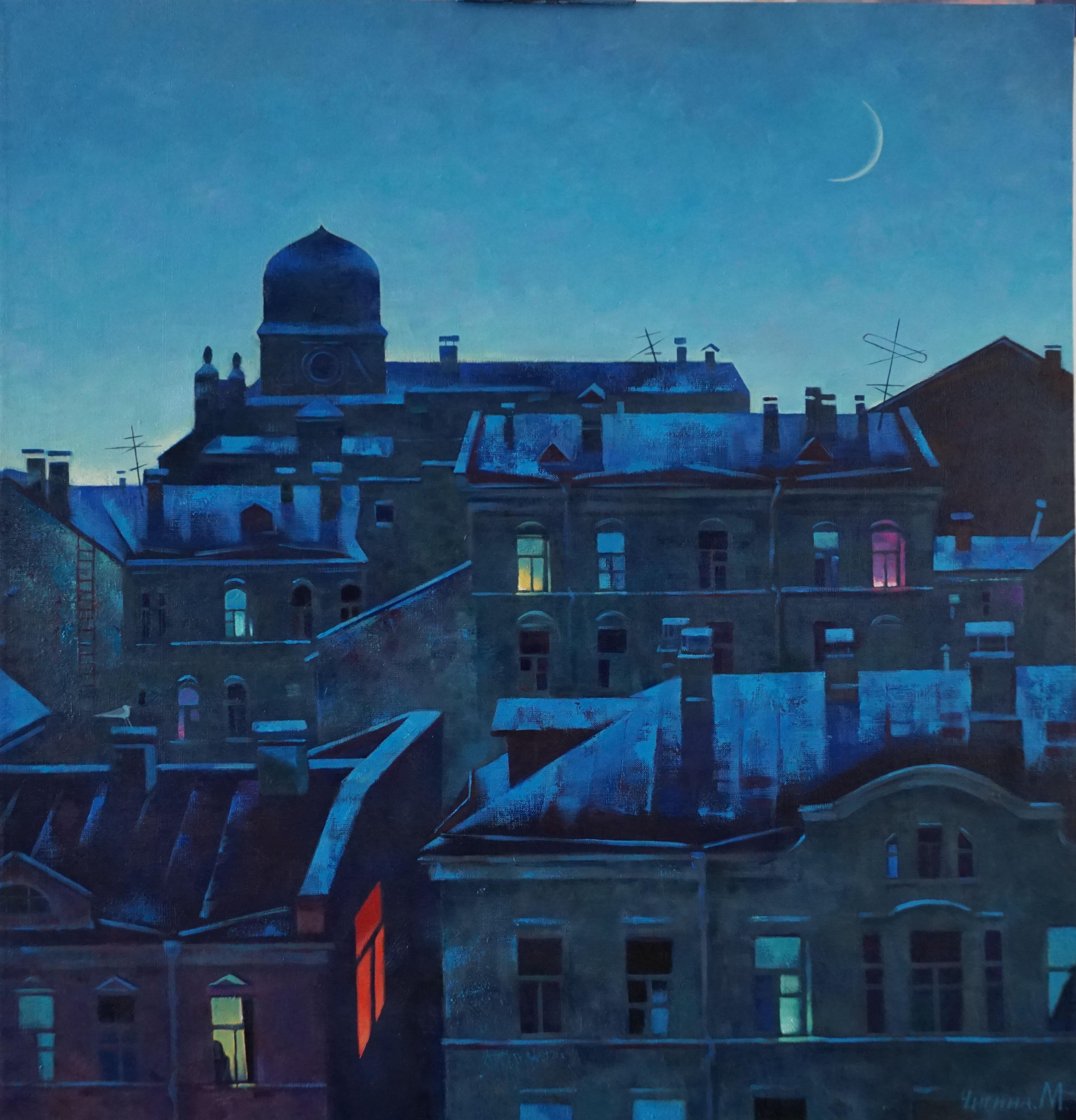 Тёплая ночь. Original modern art painting