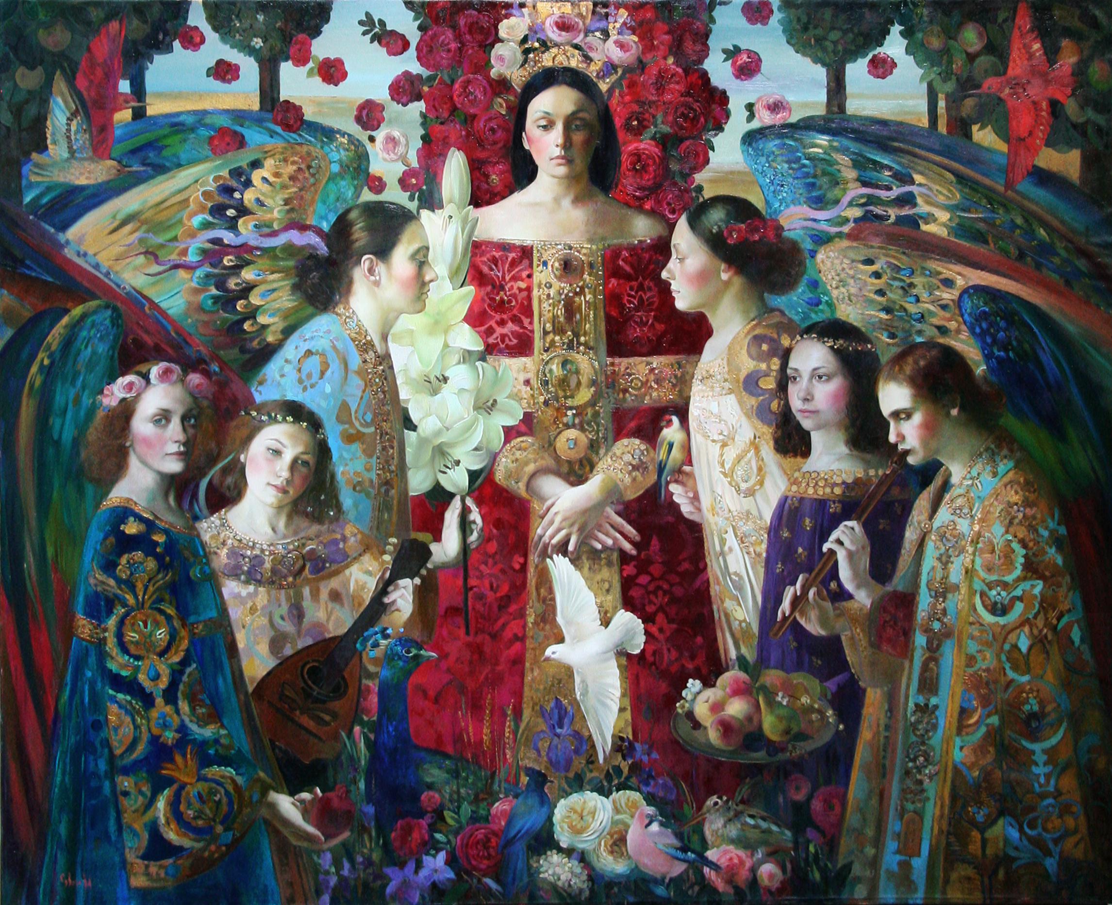 Annunciation. Original modern art painting