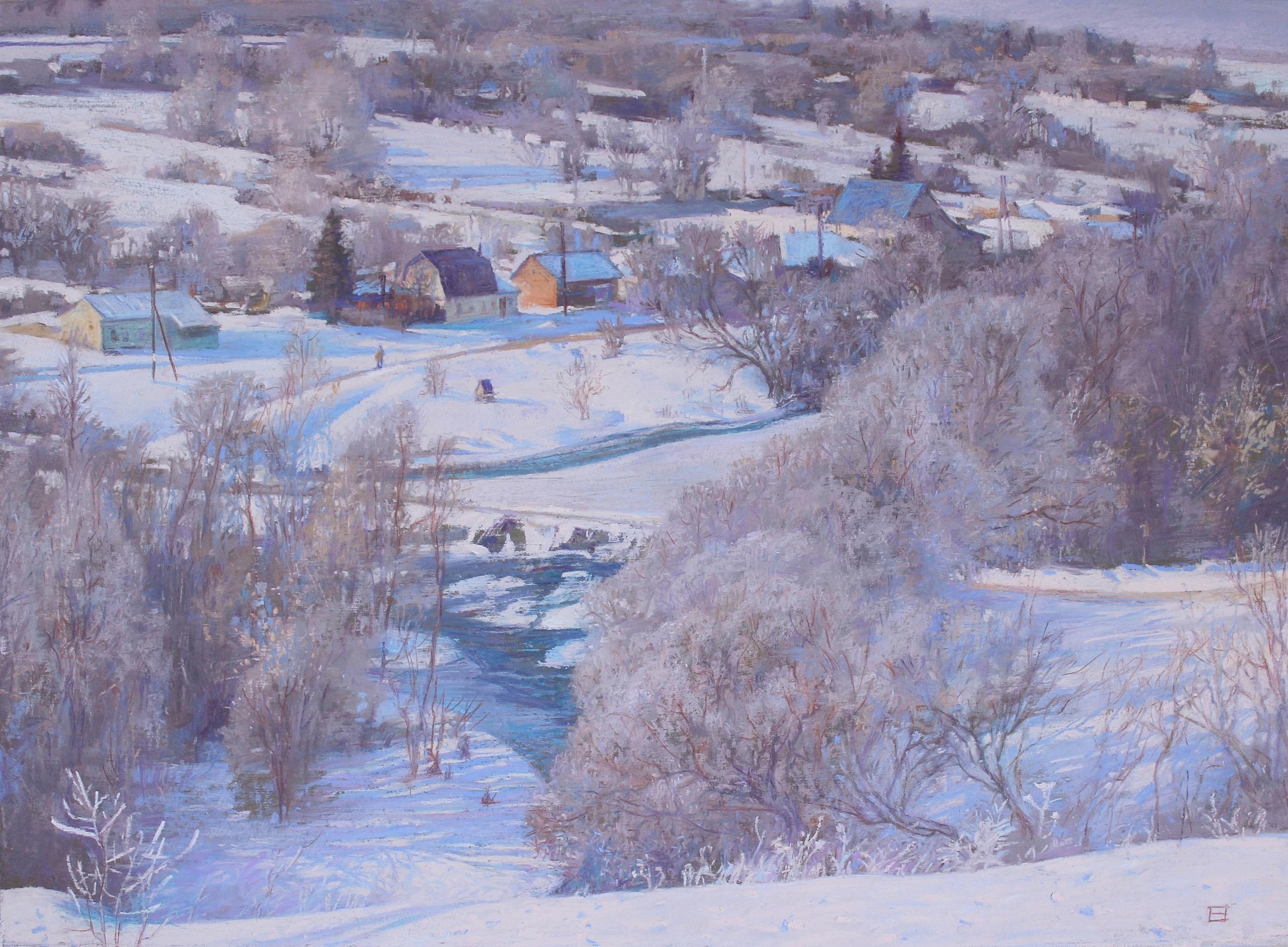 Winter in Argamach. Original modern art painting