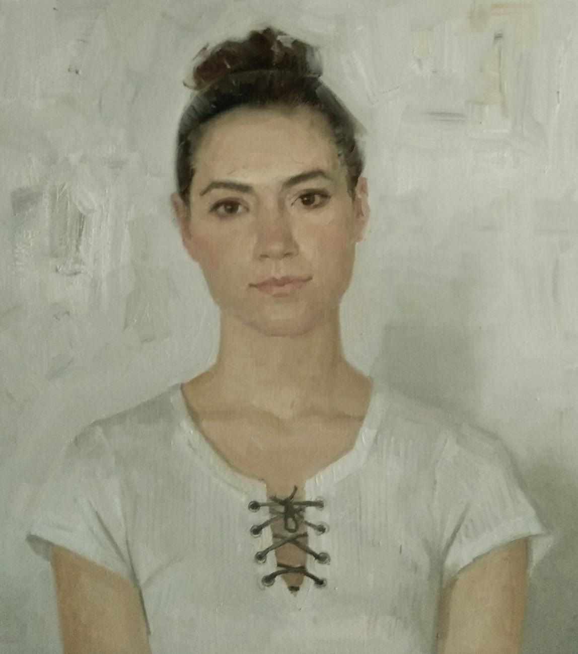 Белый портрет. Original modern art painting