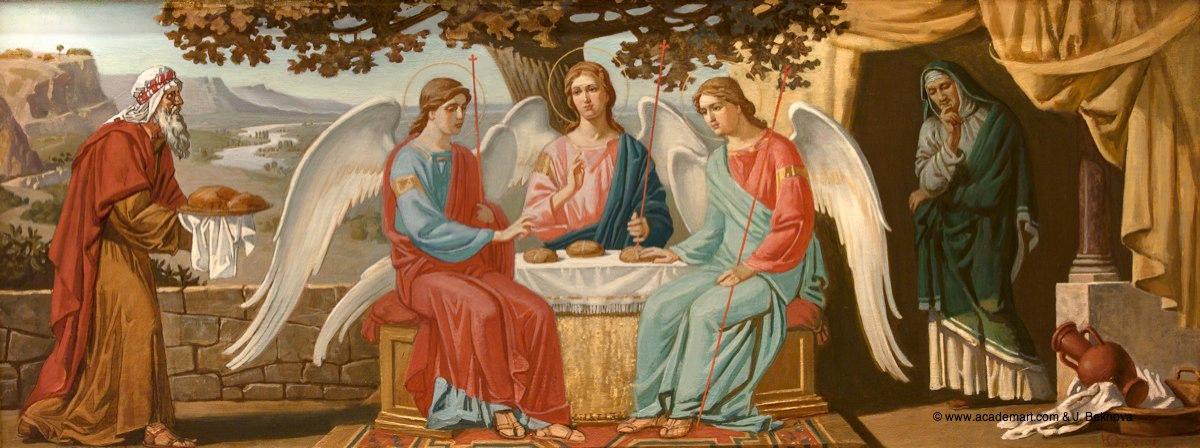 The Hospitality of Abraham. Original modern art painting