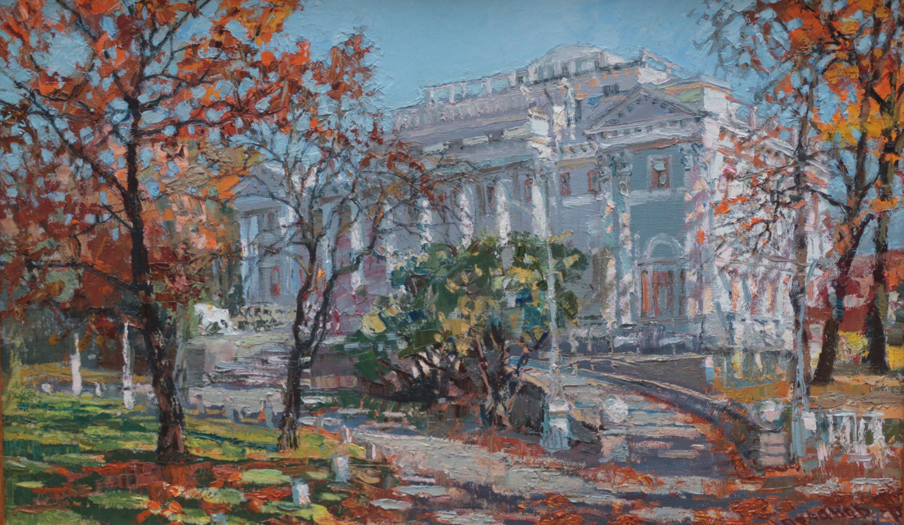 Elagin palace. Autumn. Original modern art painting
