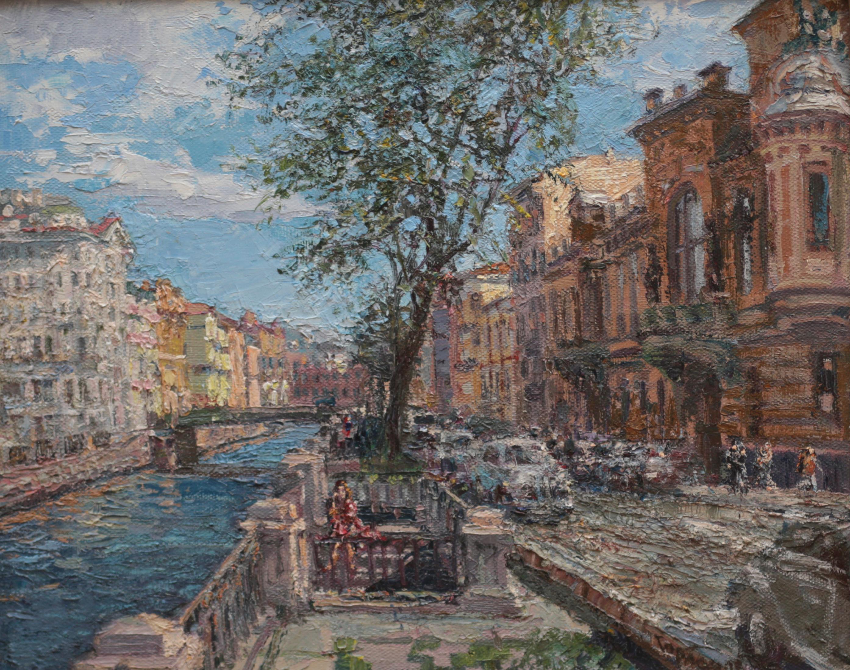 Summer on Griboedova canal. Original modern art painting