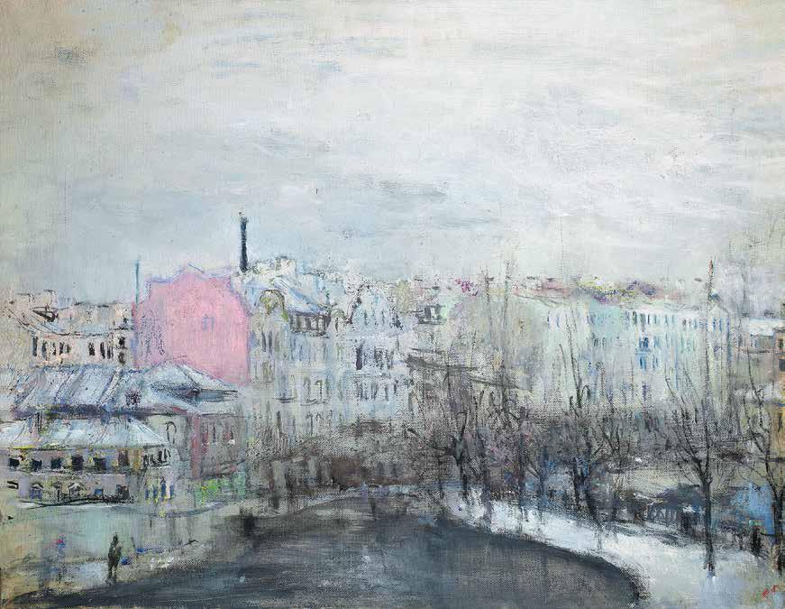karpovka river. embankment, 2001. Original modern art painting