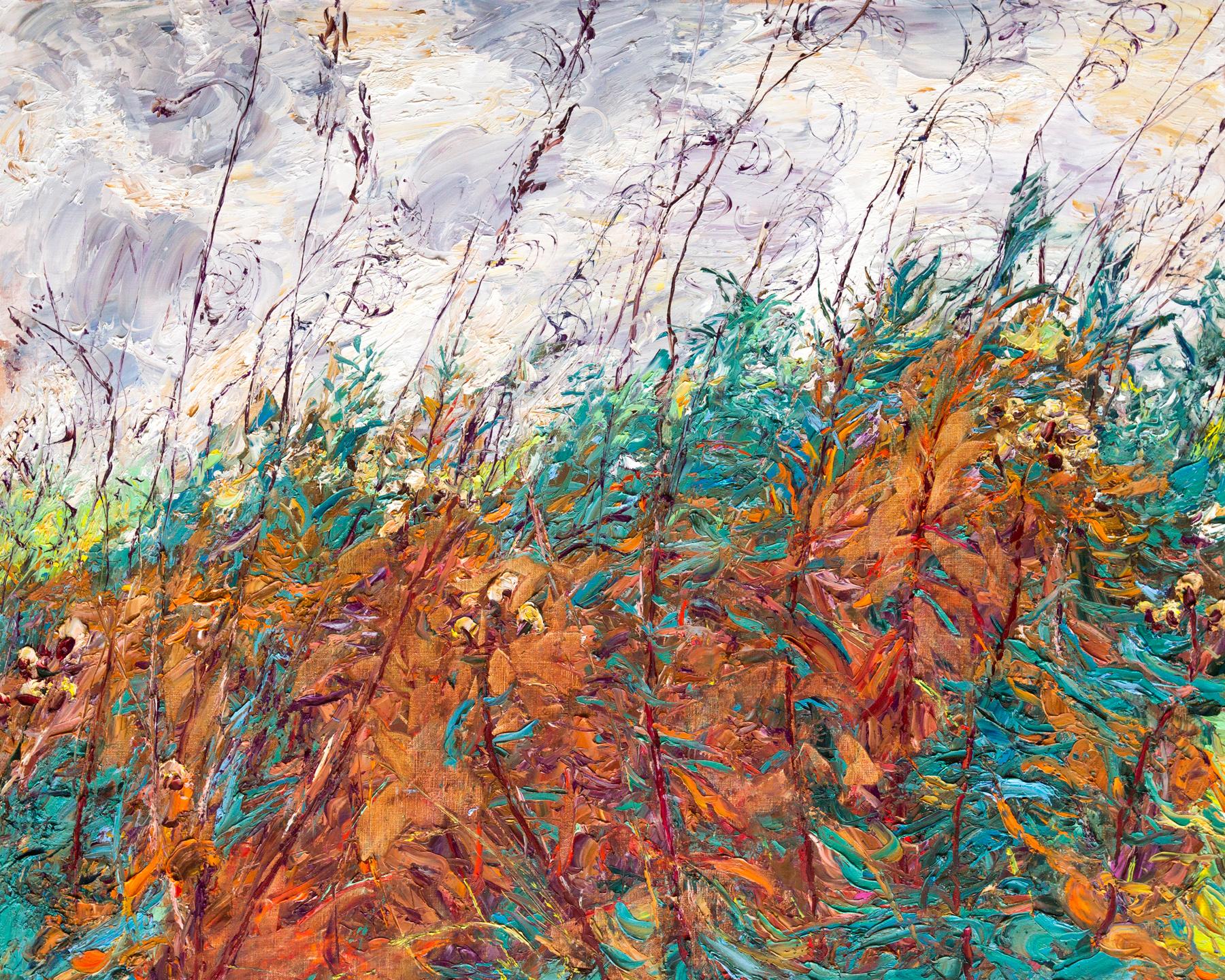 Autumn grass III. Original modern art painting