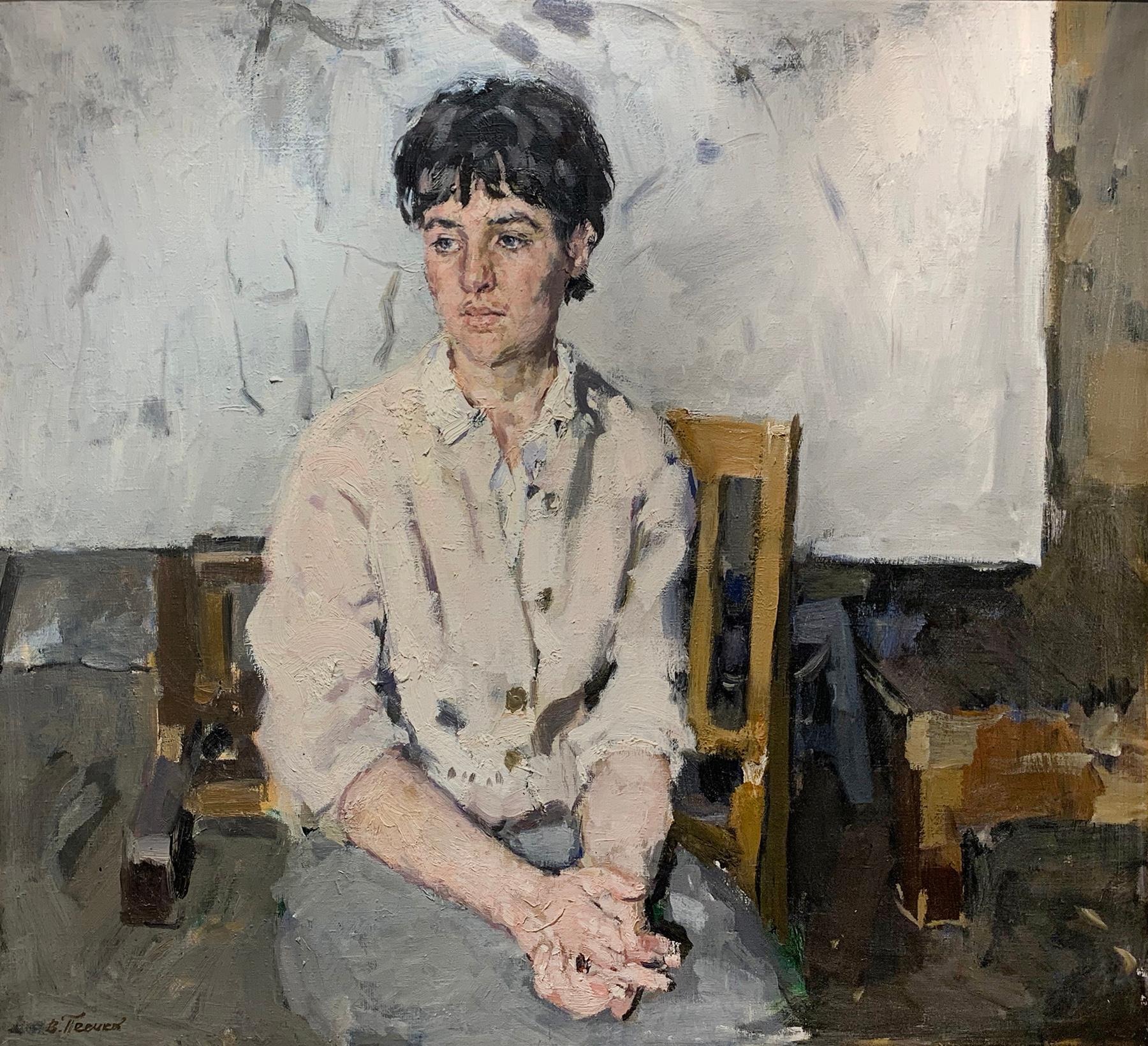 Portrait of a graduate student. 1965. Original modern art painting