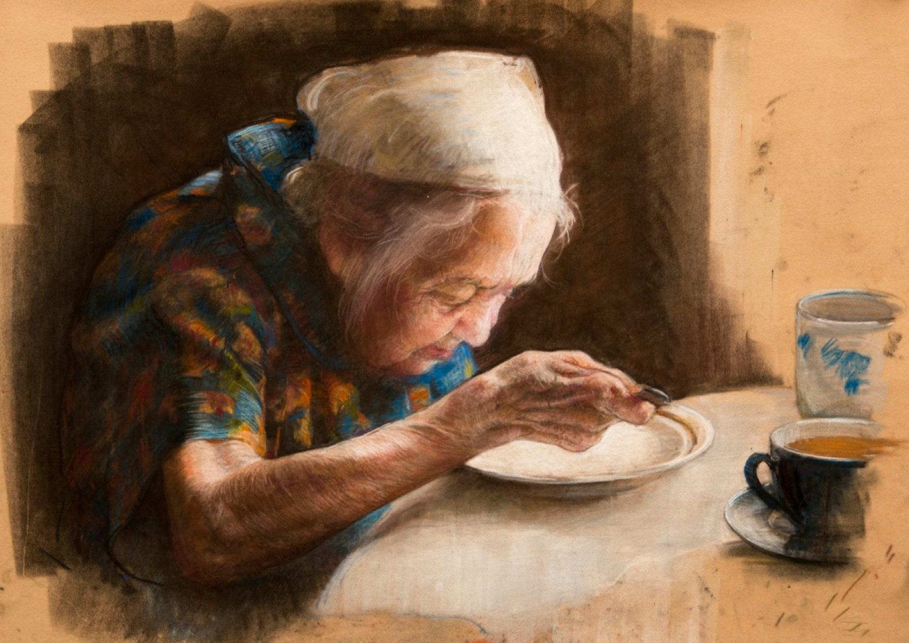 A grandmother. Original modern art painting