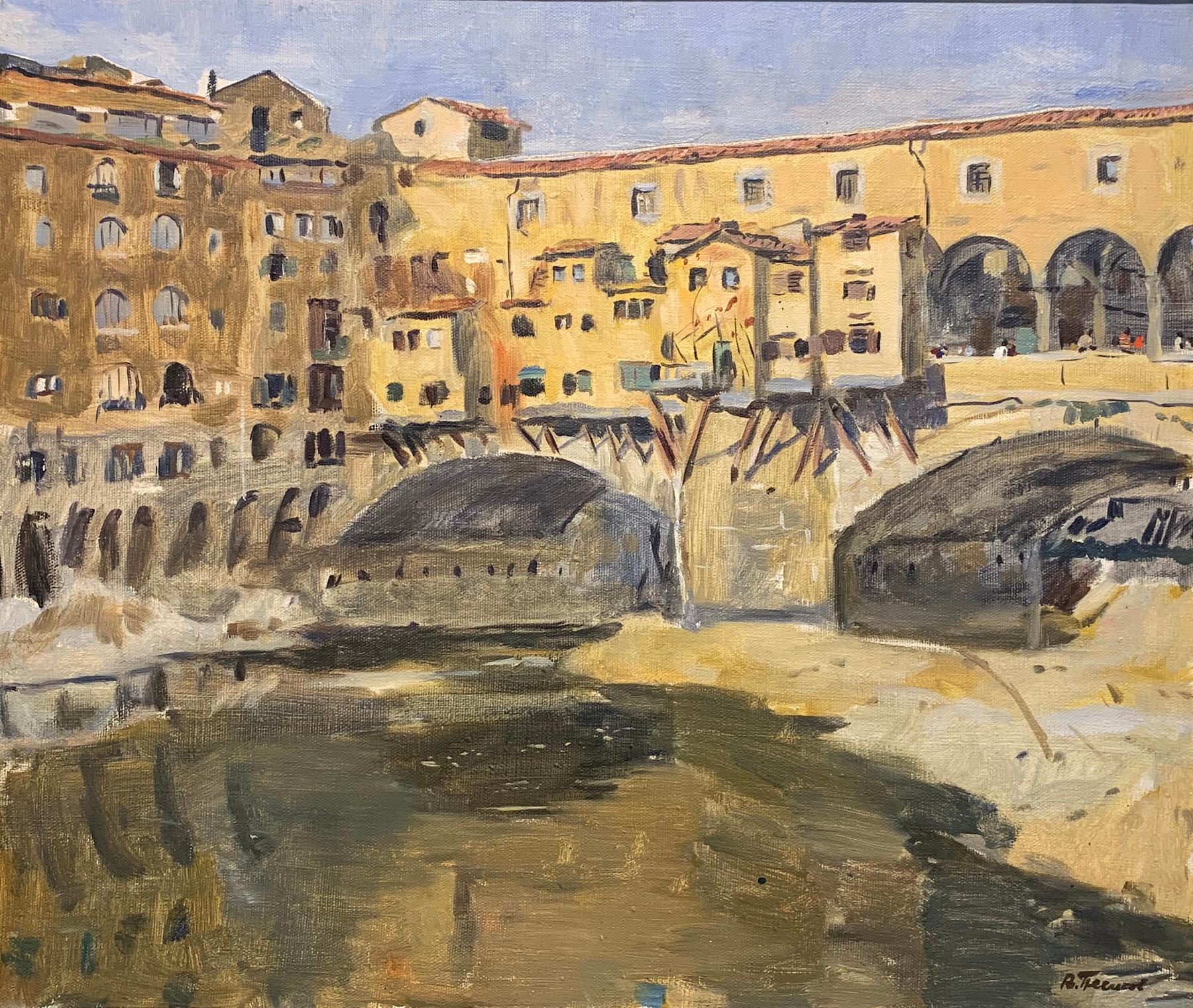 Florence. Ponte Vecchio bridge. 1978. Original modern art painting