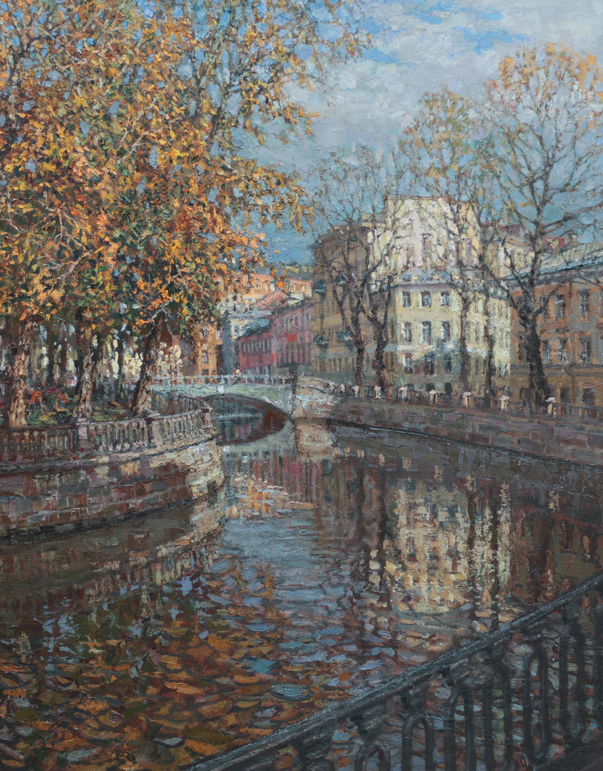 Golden autumn in Saint-Petersburg. Original modern art painting