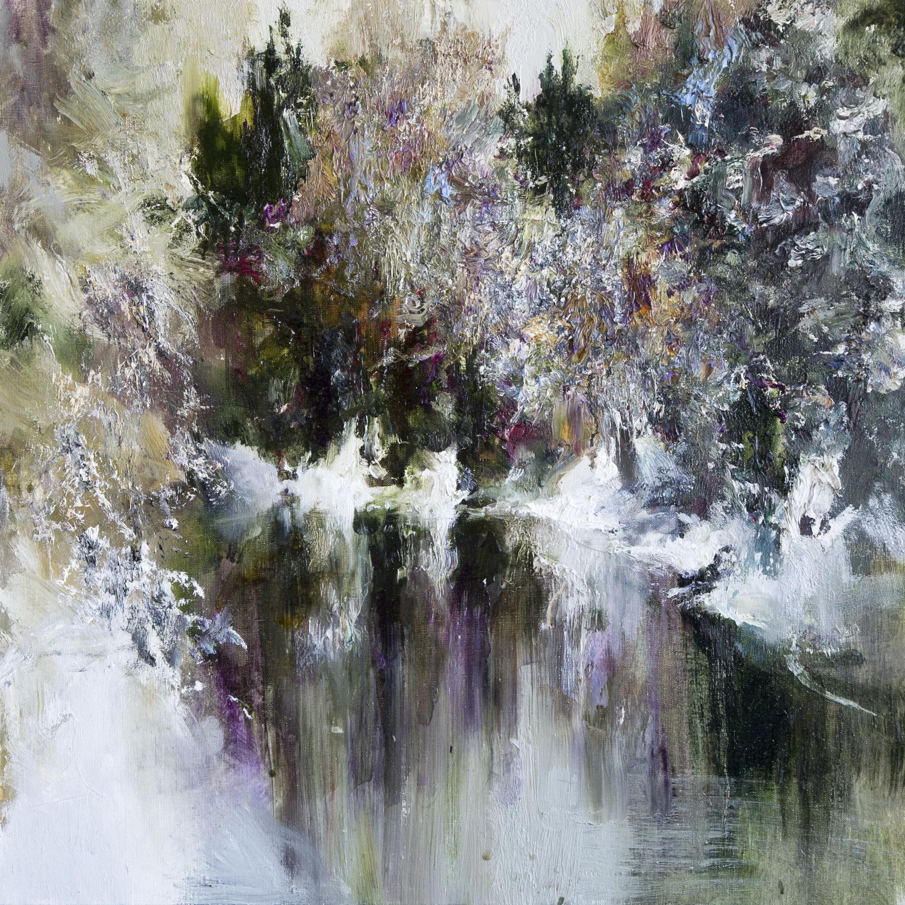 Forest river. Original modern art painting