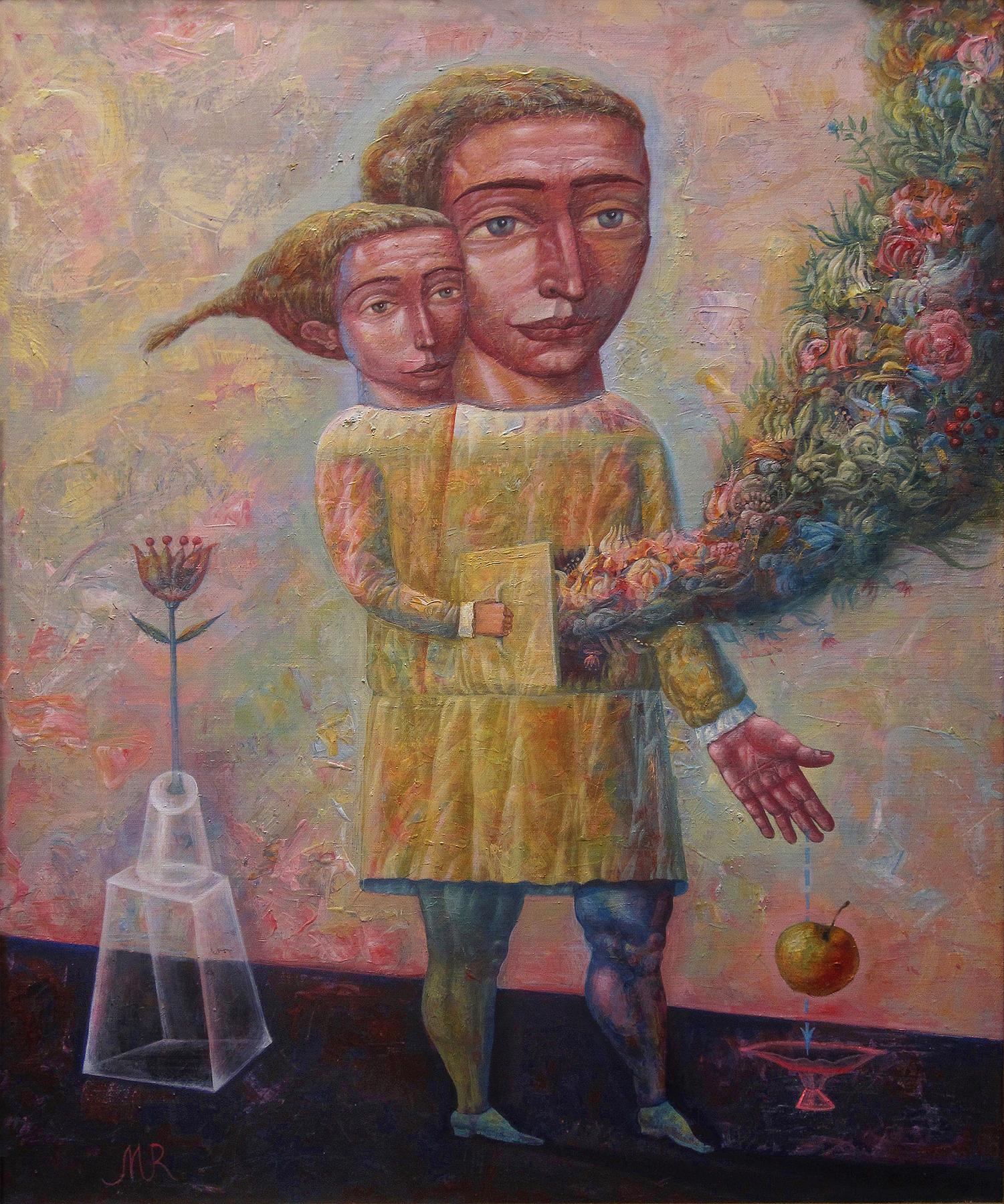 Adam and Eva. Original modern art painting