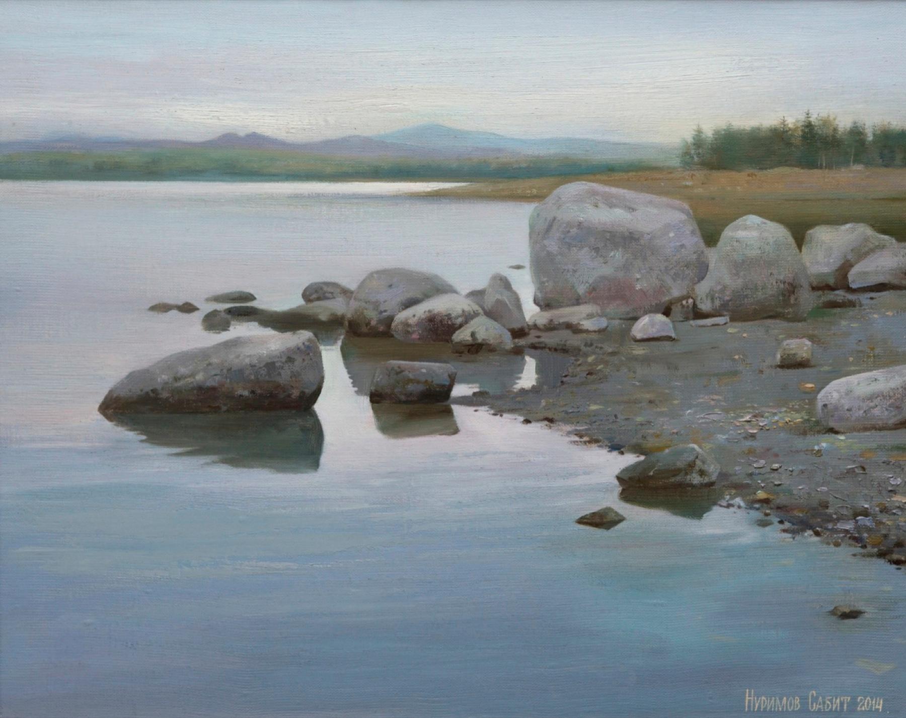 камни. Озеро Чичи. Original modern art painting