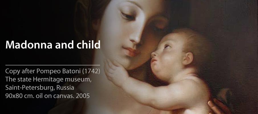 Copy. Madonna with a child. Pompeo Batoni. . Original modern art painting