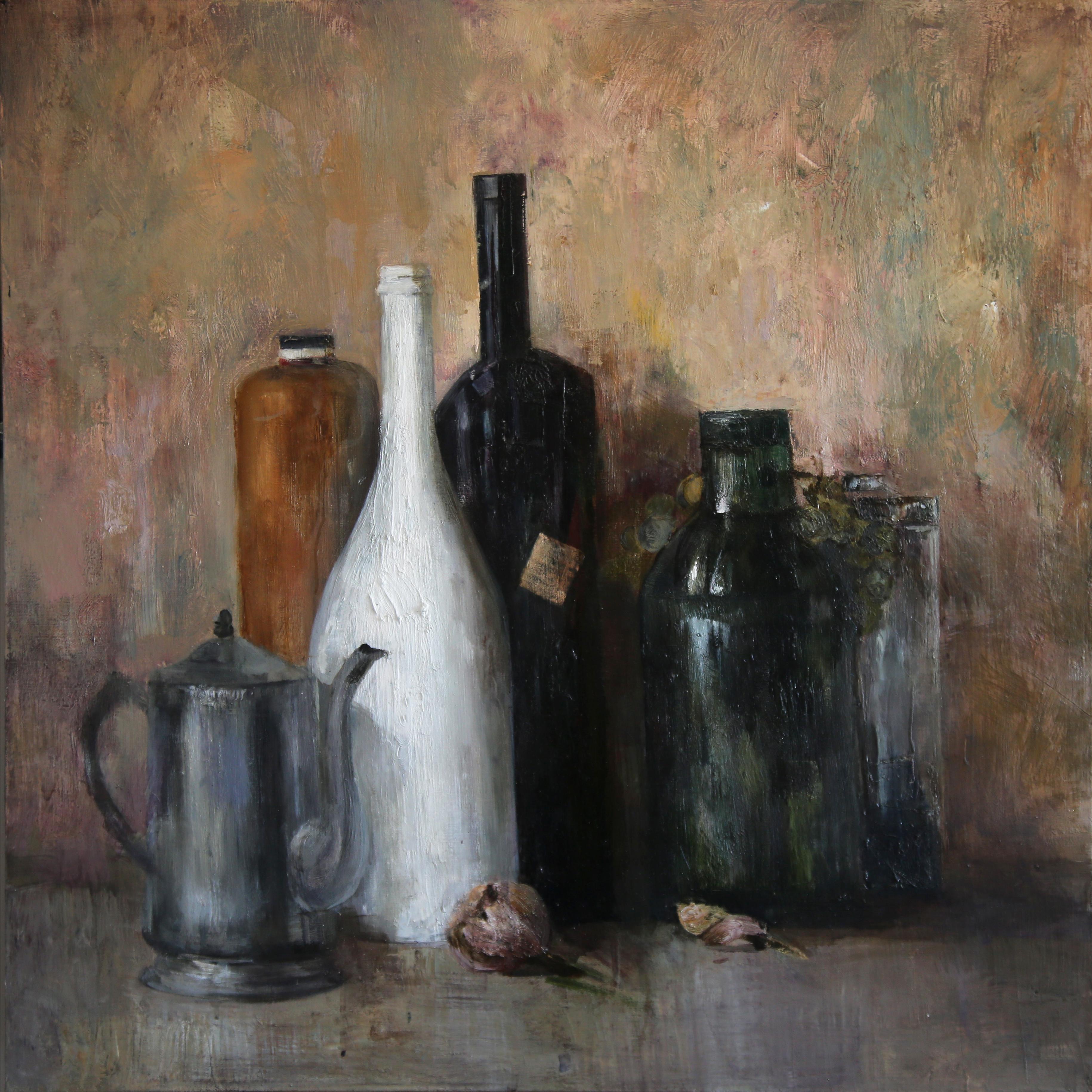 Bottles. Original modern art painting