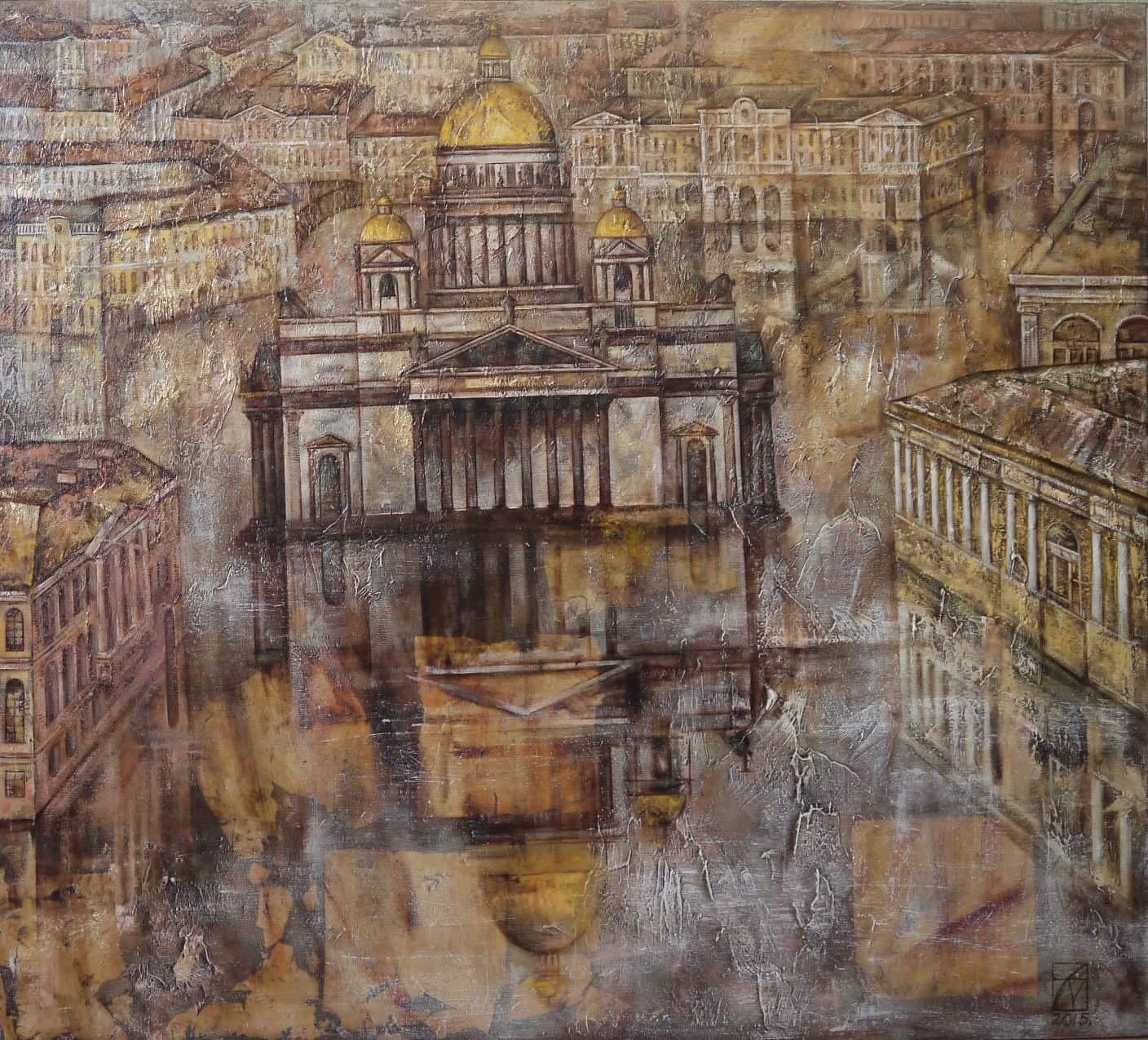 Saint Petersburg. Rainy. Original modern art painting