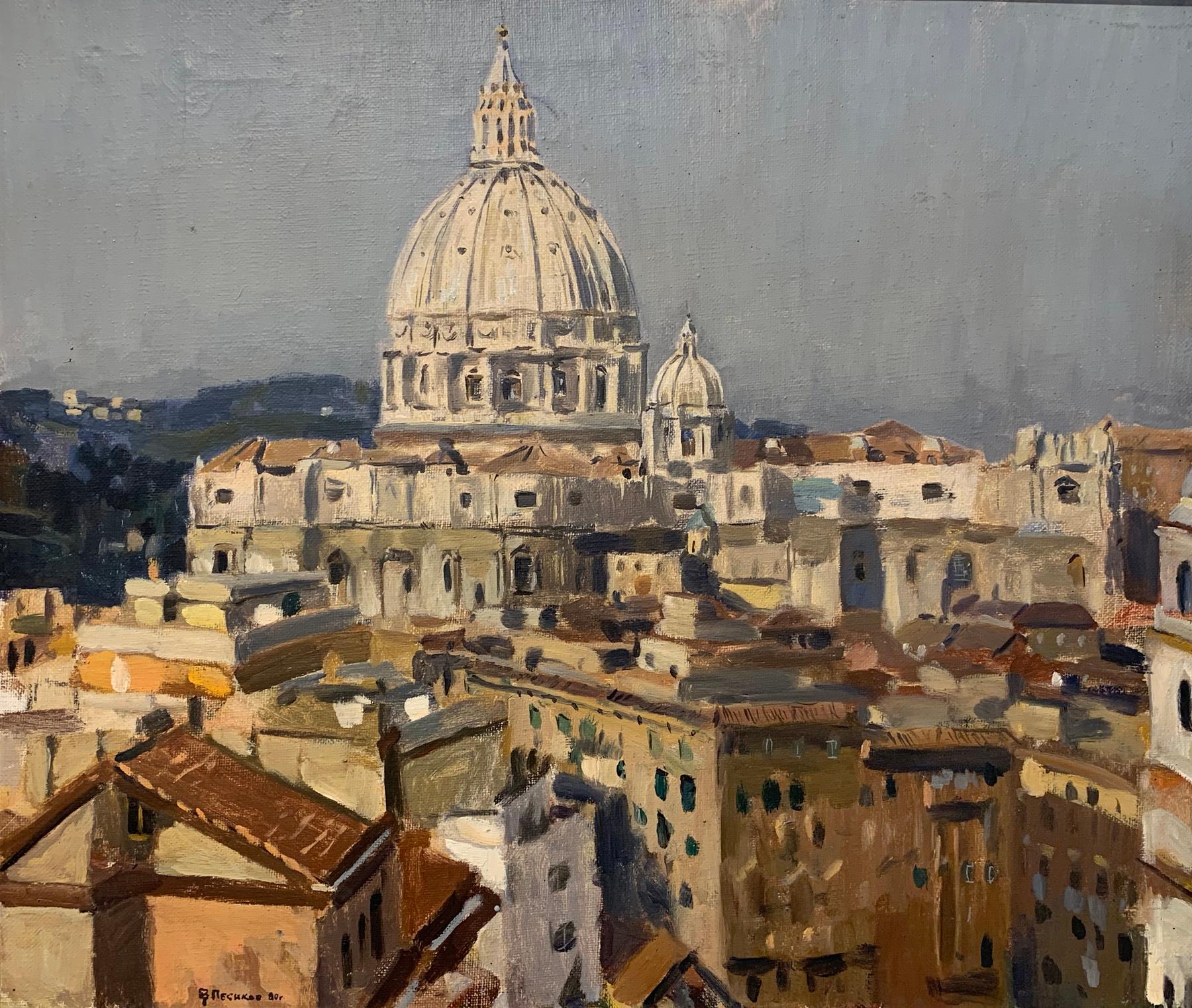 Rome. St. Peter cathedral. 1980. Original modern art painting