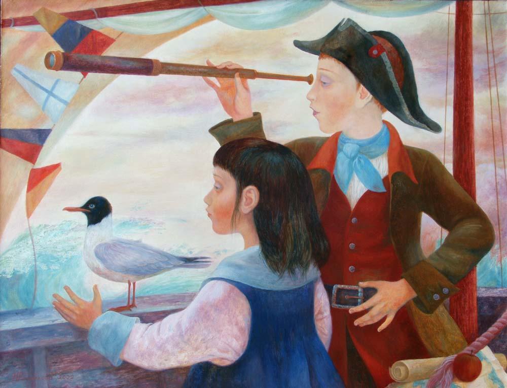 Seafarers. Original modern art painting