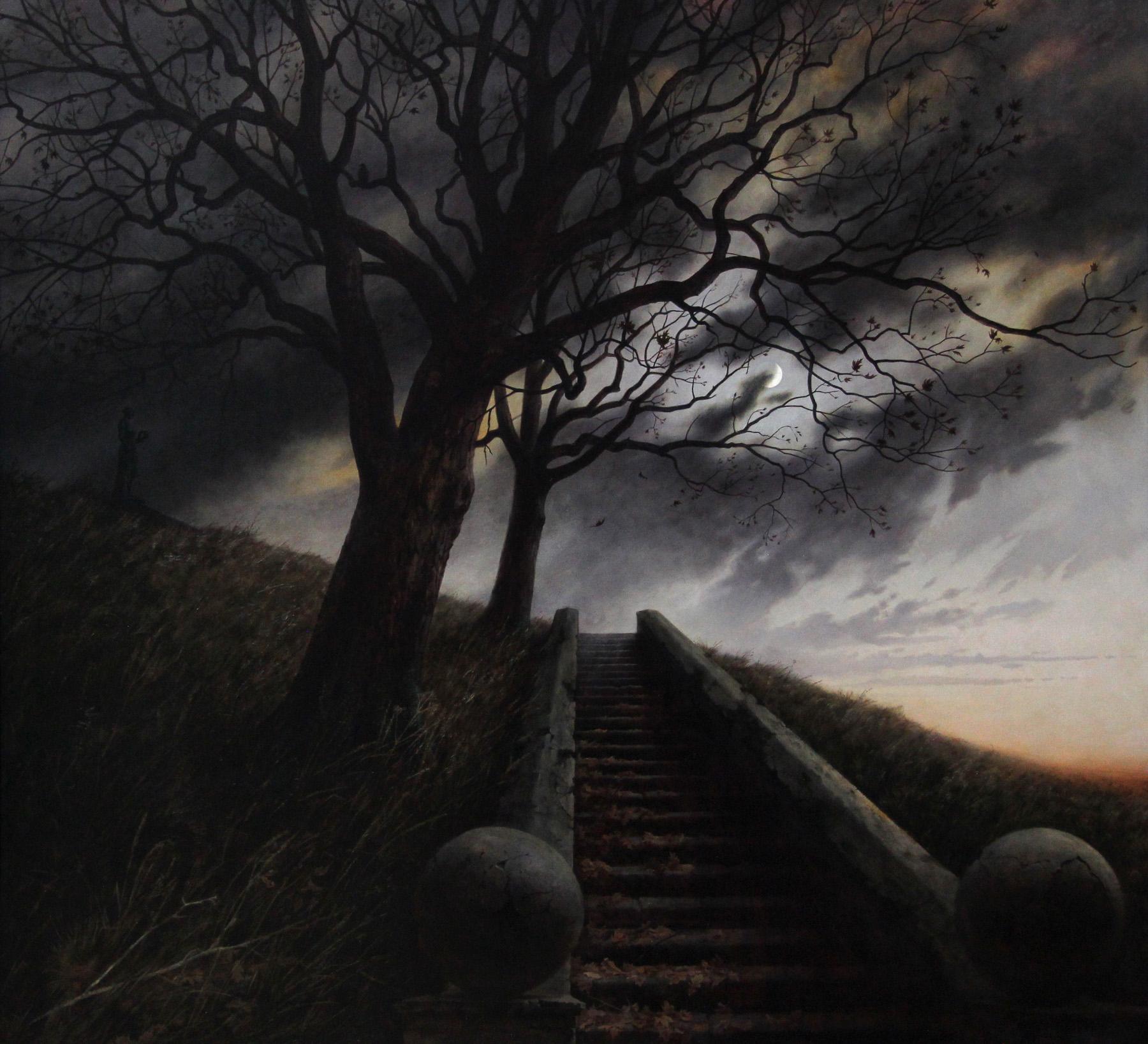 Autumn. Stairway to Heaven. Diploma work. Original modern art painting