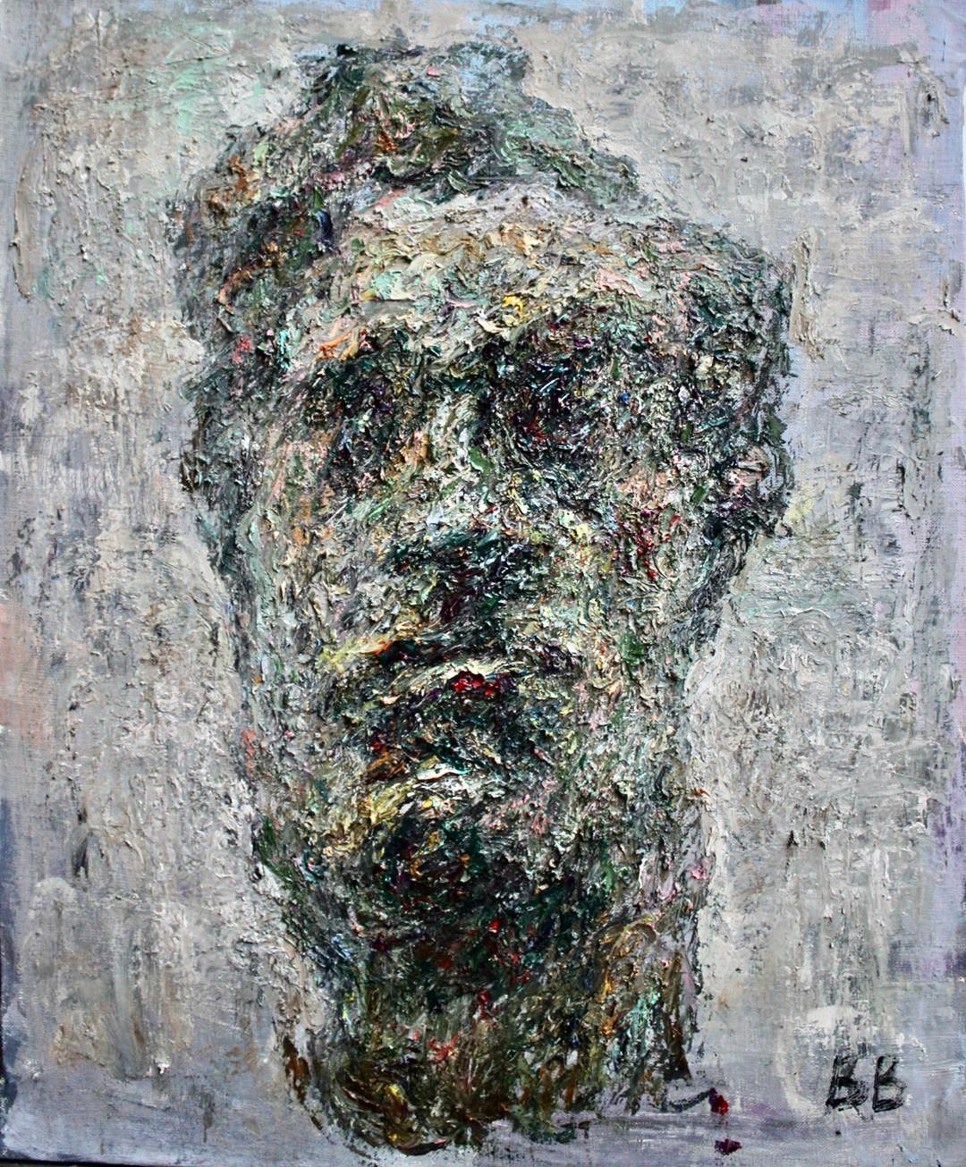 Study from Bourdelle's sculpture "Beethoven. Tragic Mask". Original modern art painting