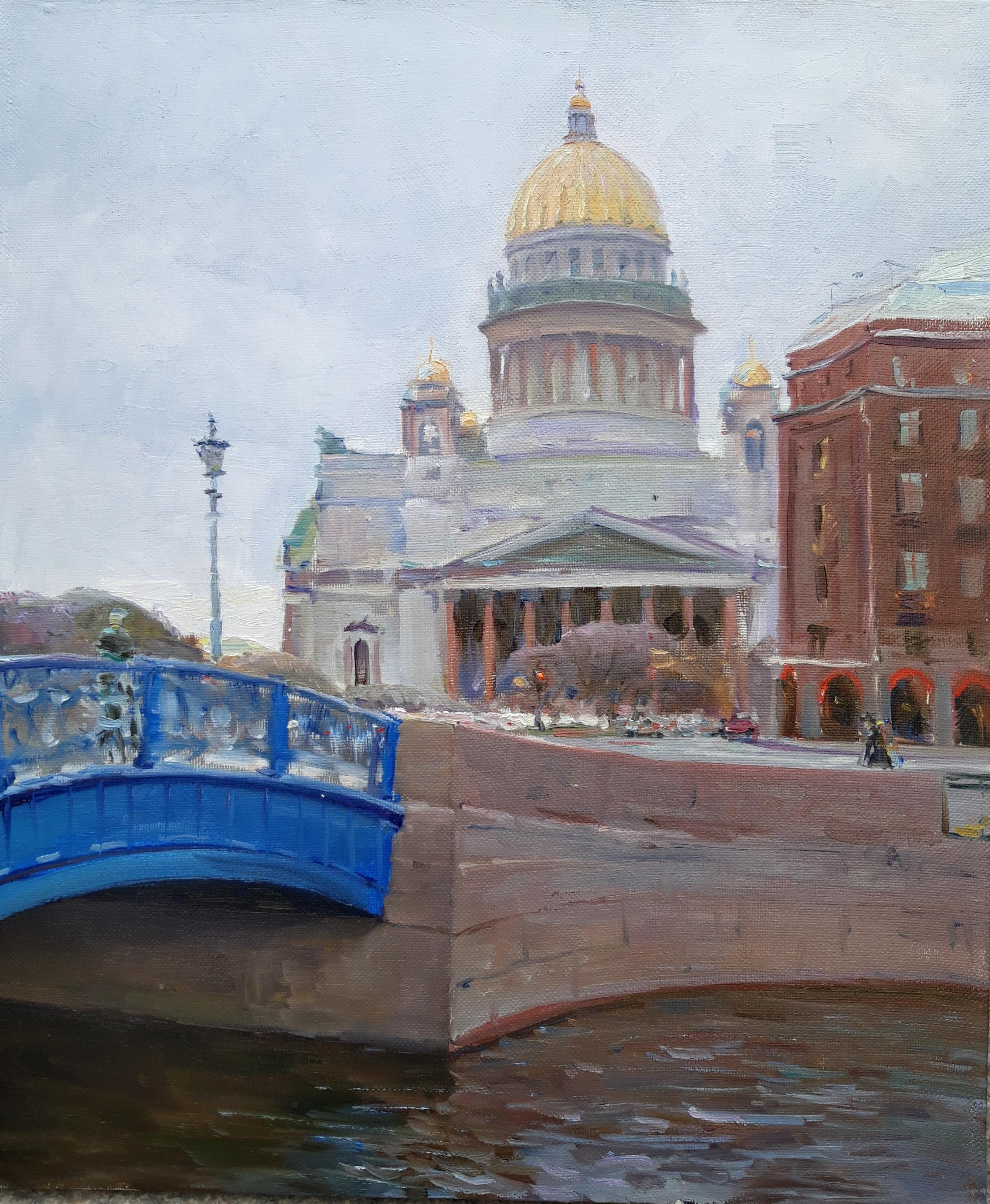 Синий мост. Original modern art painting