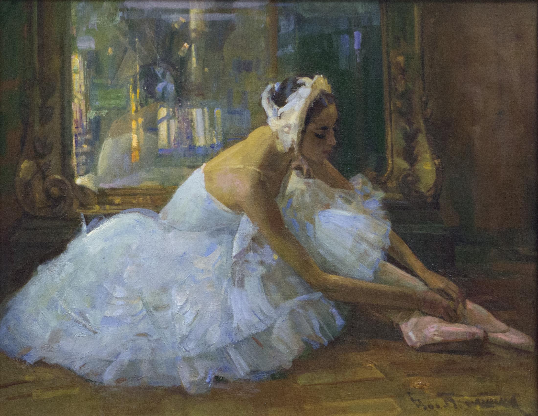 Ballet dancer near the mirror. E Arutunyan. Original modern art painting