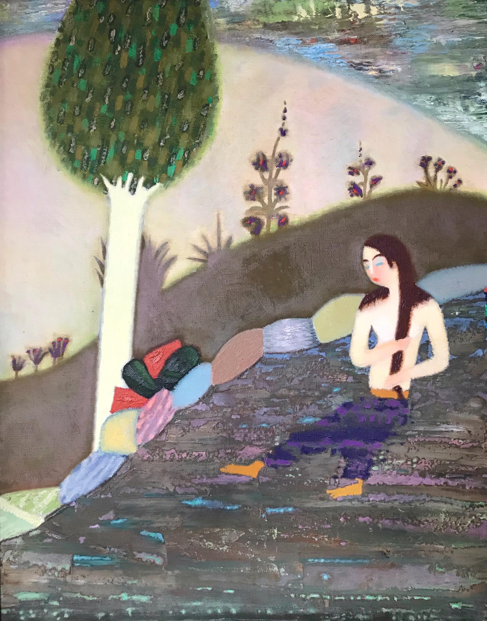 Bathing Shirin. Original modern art painting