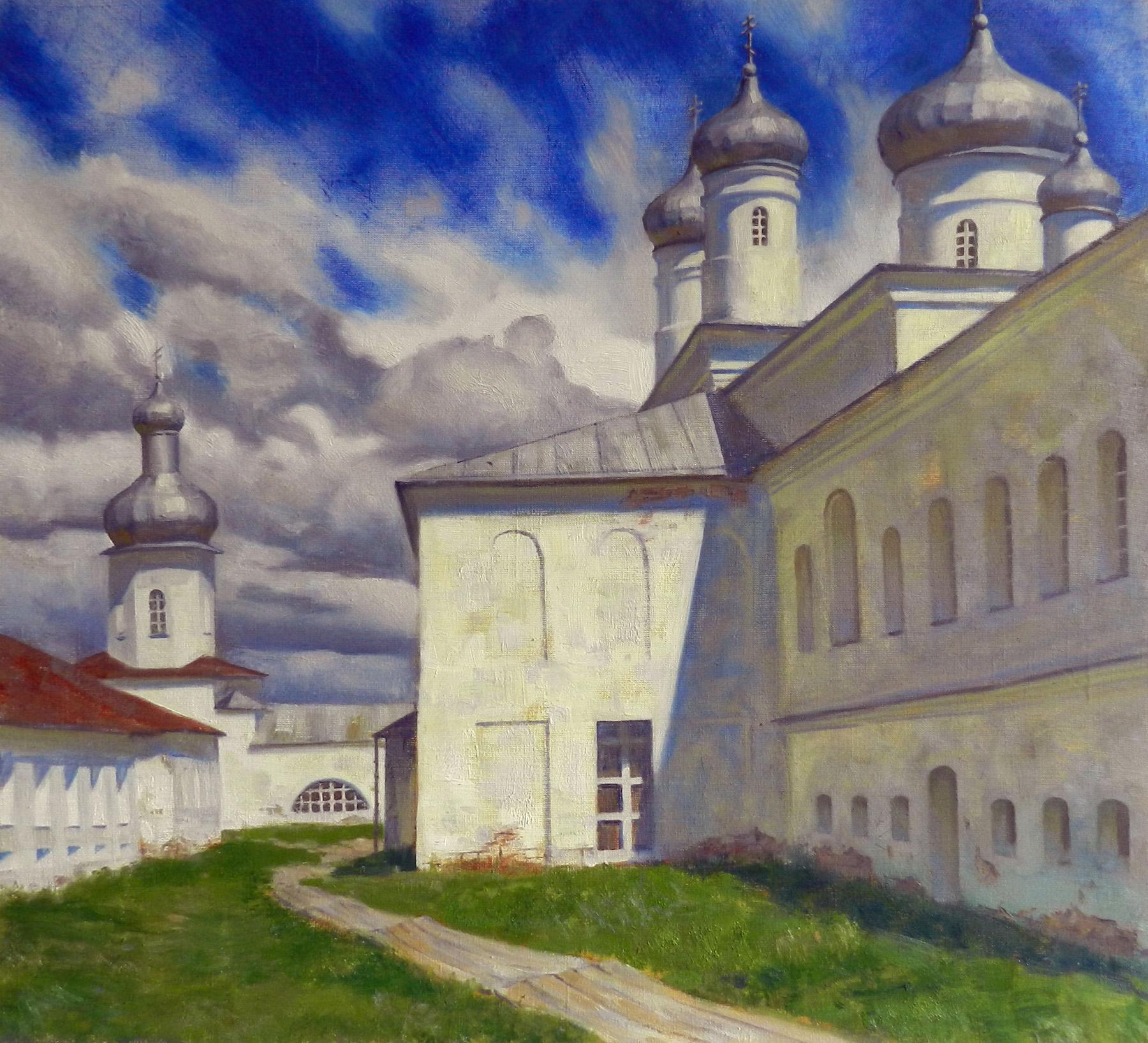 Yuriev Monastery. Original modern art painting
