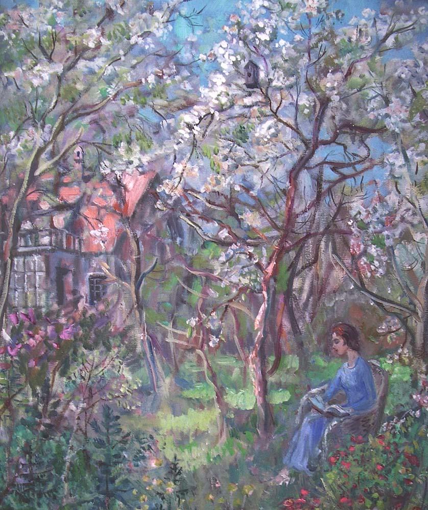 Весна в саду. Original modern art painting