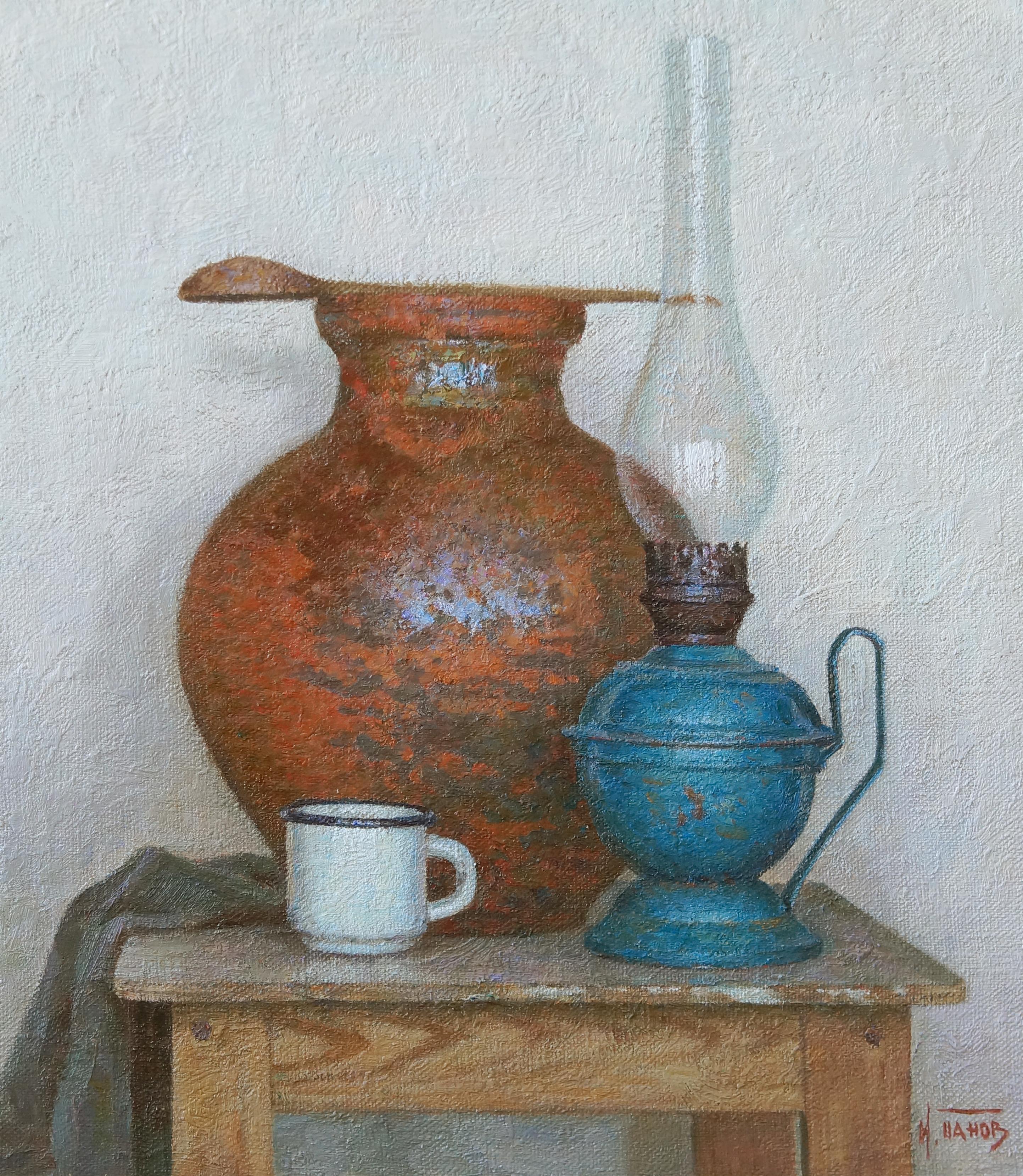 Blue lamp. Original modern art painting