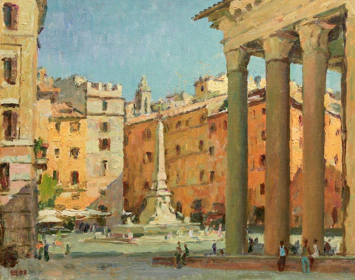 Piazza rotonda. Original modern art painting