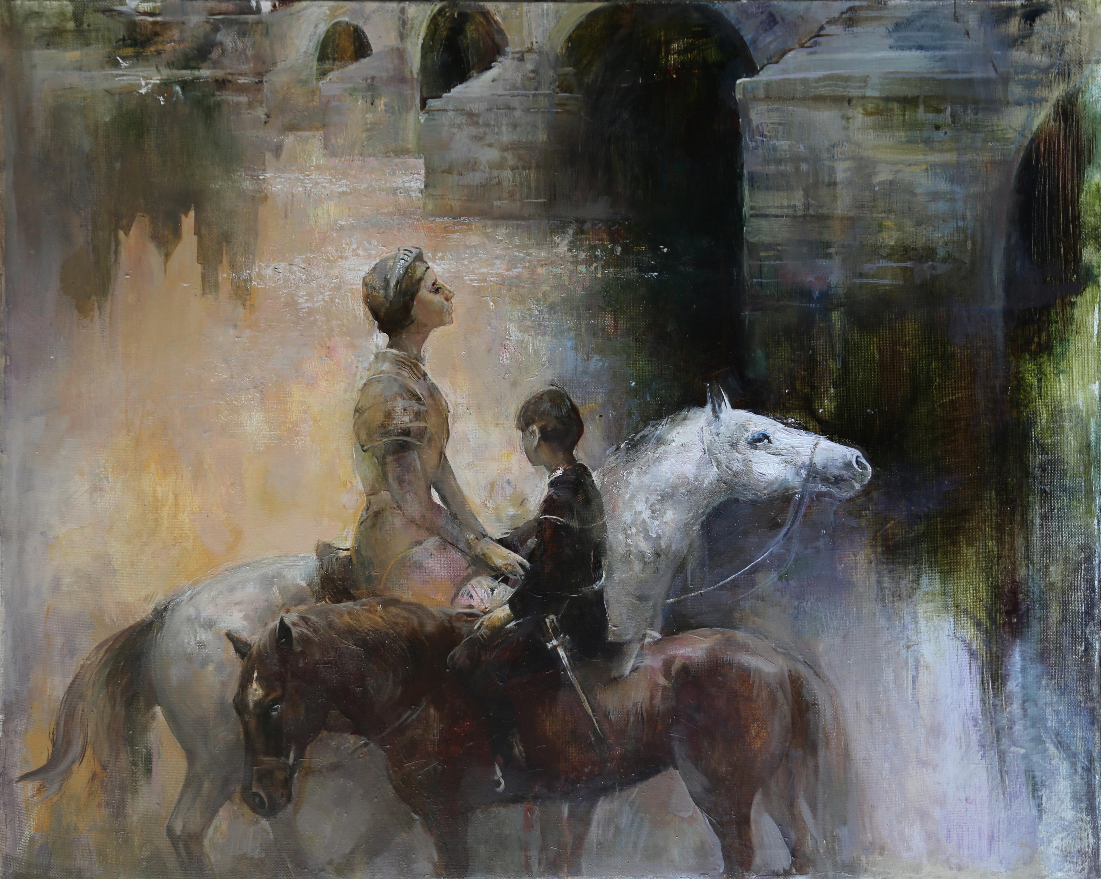  Joan of Arc and Jean d'Aulon. Original modern art painting
