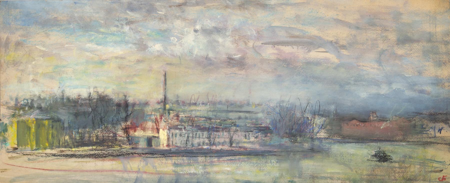 Neva near Smolny. Original modern art painting