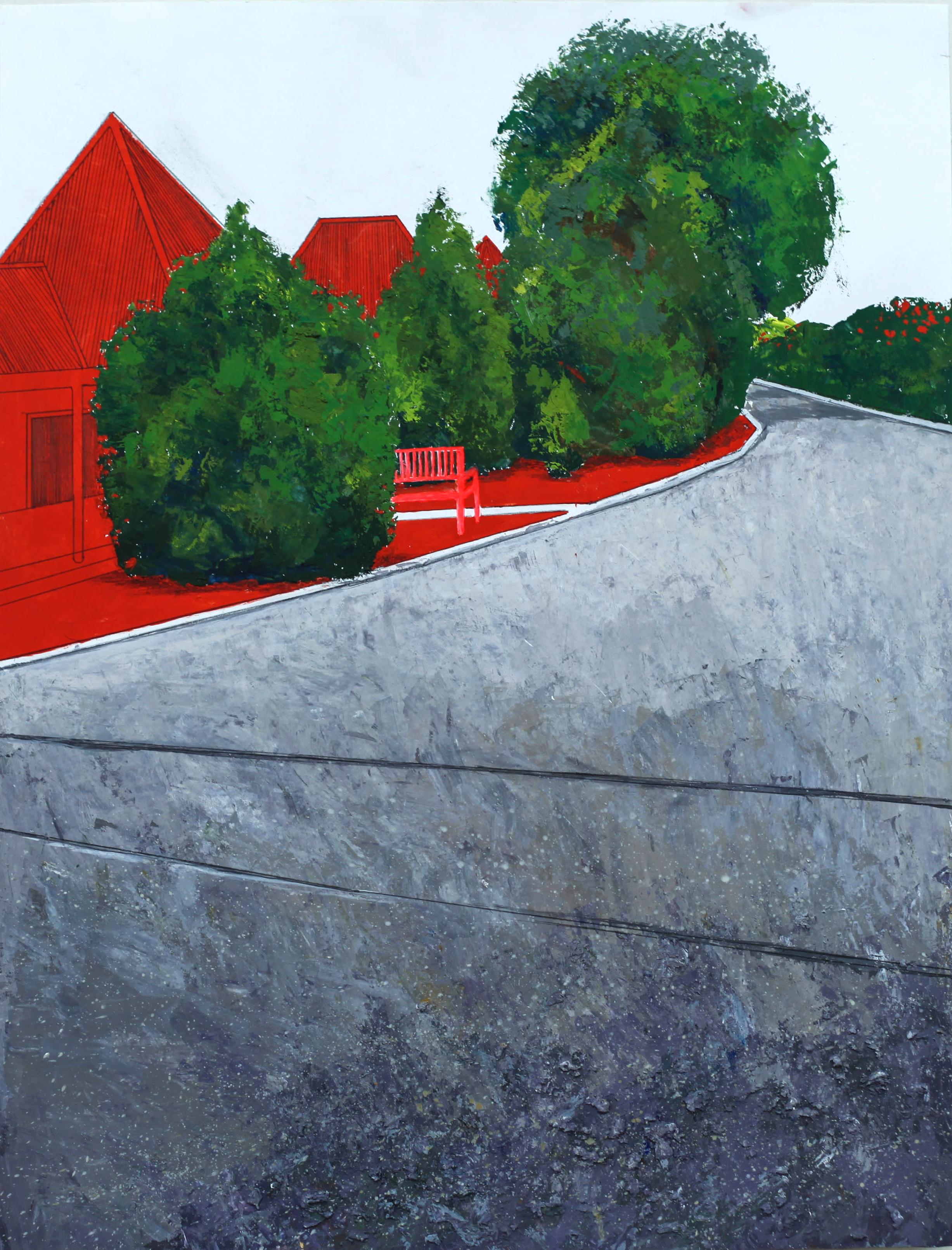 Red house. Original modern art painting