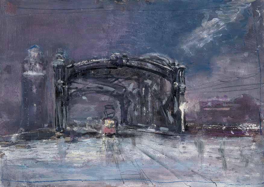 мост Петра Великого. ночь, 2015 год. Original modern art painting