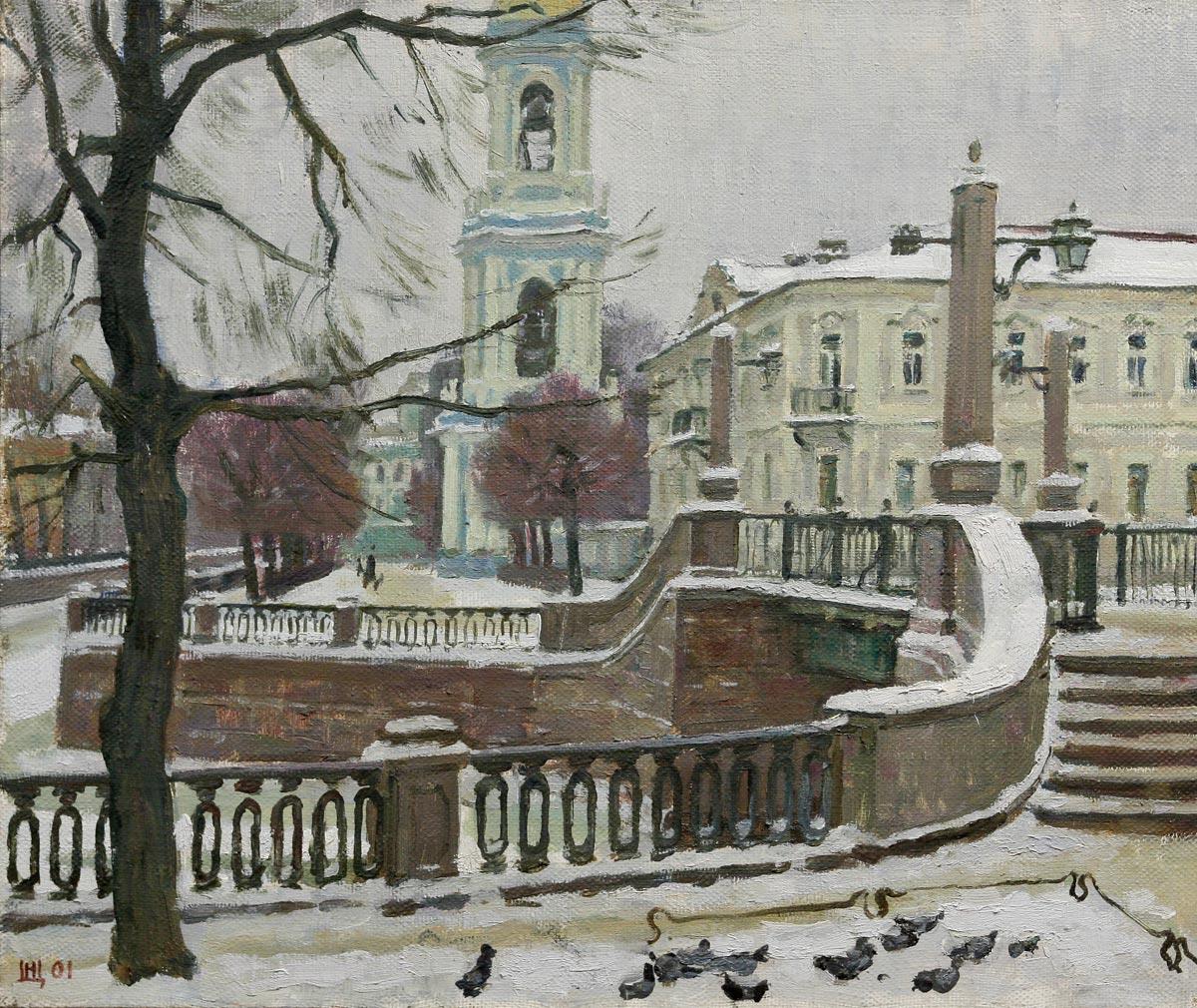 Зима в Коломне. Original modern art painting
