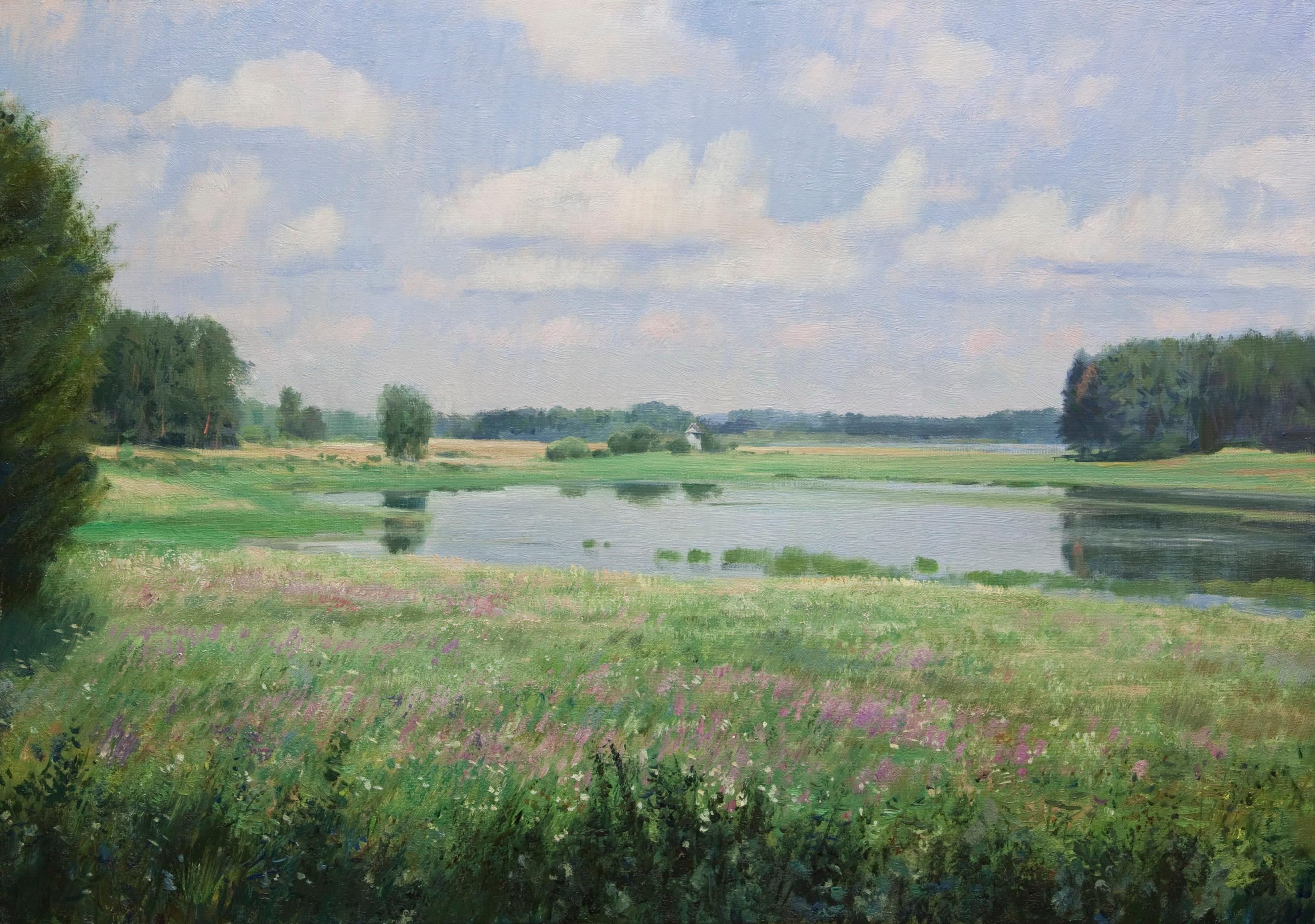 Blooming meadow . Original modern art painting