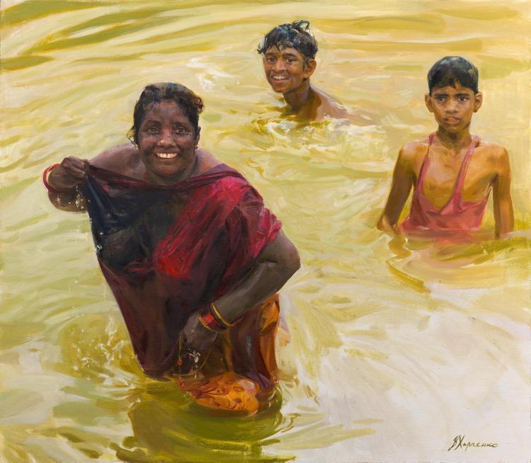 Yellow river . Original modern art painting