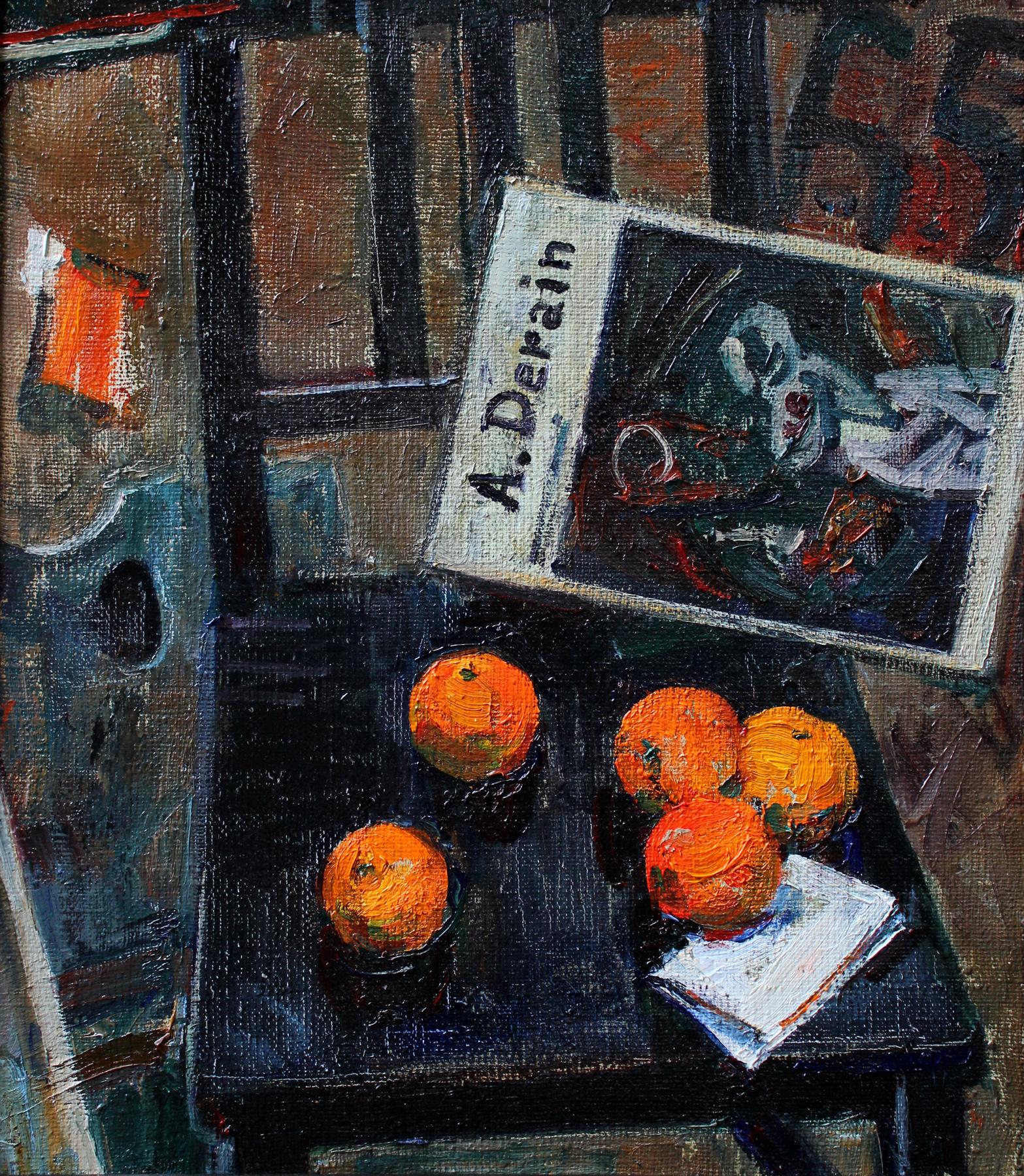 Still life with tangerines. Original modern art painting